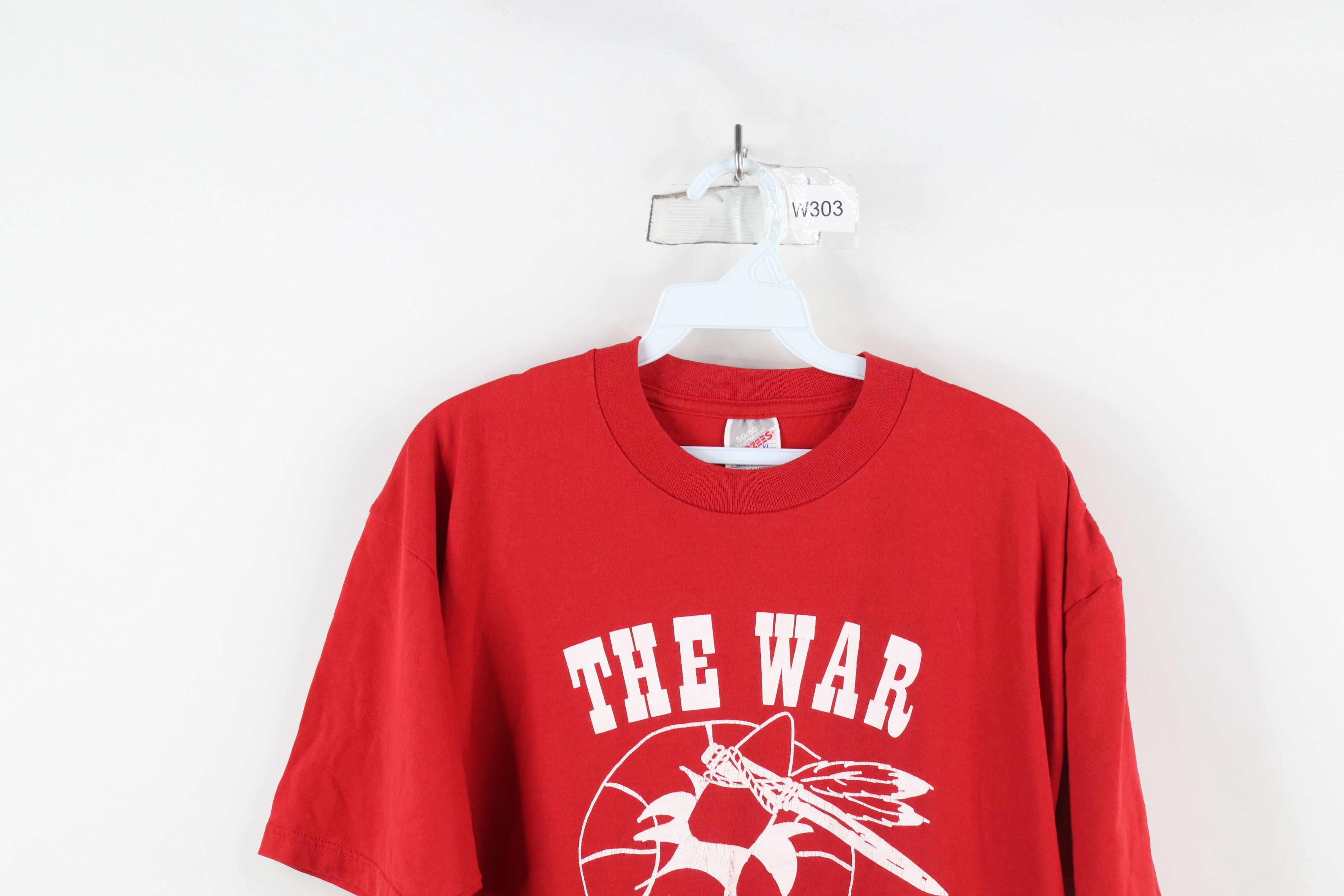 Vintage Vintage 90s Spell The War Party Short Sleeve T-Shirt Red USA Size US XL / EU 56 / 4 - 2 Thumbnail