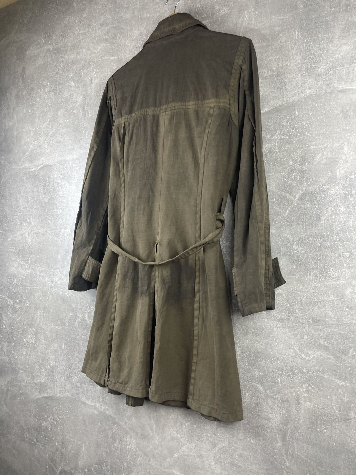 Moncler Moncler Double Breasted Waxed Olive Green Belted Trench Coat Size S / US 4 / IT 40 - 6 Thumbnail