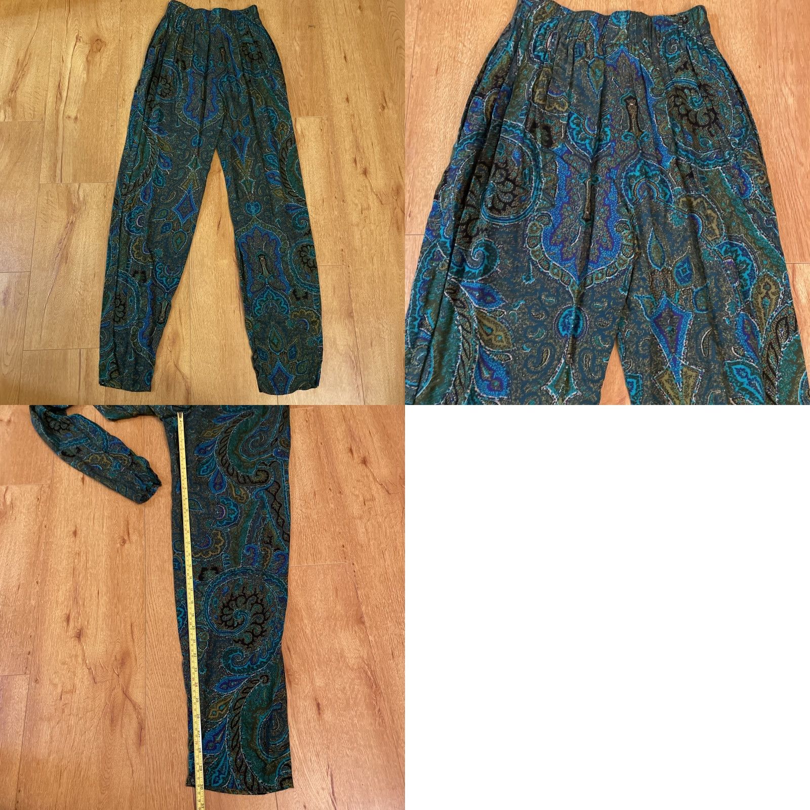 Vintage VINTAGE CAbi Carol Anderson Palazzo Pants Paisley Green Abstract Jewel Tapered USA Women Pants Size 32" / US 10 / IT 46 - 8 Thumbnail