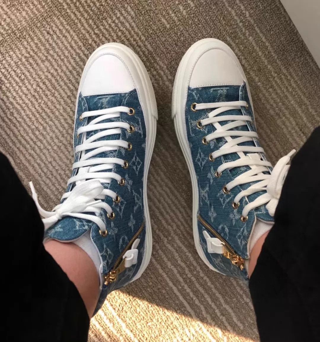 Louis Vuitton LV Monogram Denim Blue High-Top Canvas Sneakers 38 Size US 7.5 / IT 37.5 - 7 Thumbnail