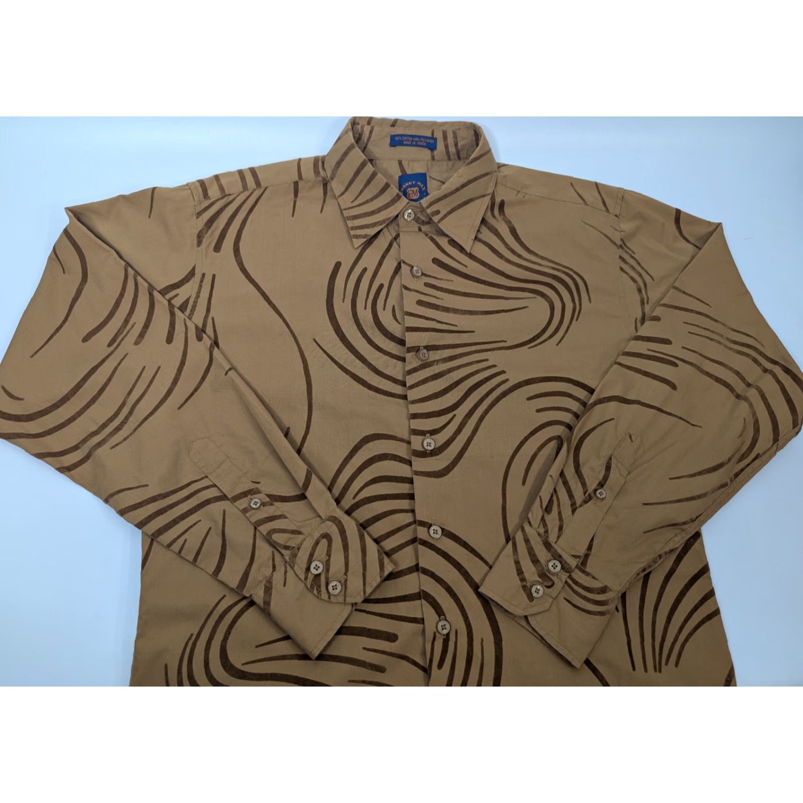Vintage Franky Max Mens Long Sleeve Button-Up Shirt Size Medium Brown Swirl Abstract Embroidered Casual Party/Cocktail Button-Up Vintage No Size US M / EU 48-50 / 2 - 2 Thumbnail