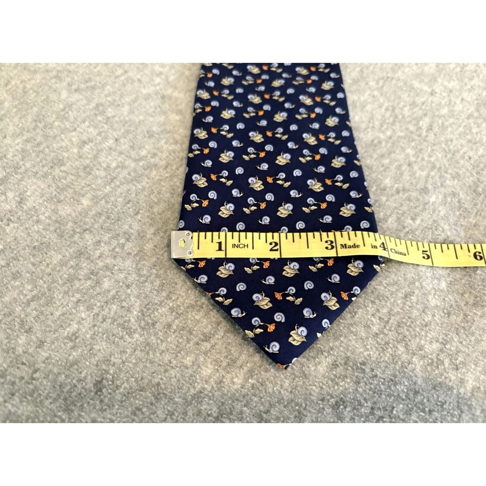 Vintage Barneys New York Tie Silk Blue Floral Snails Leaves Men Long 61" Italy Size ONE SIZE - 3 Thumbnail