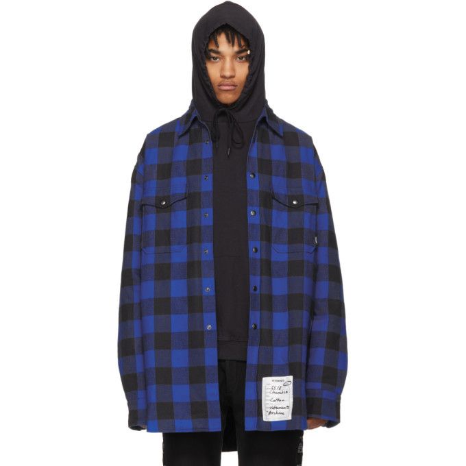 image of Vetements 2018 Blue Oversized Flannel Shirt, Men's (Size Large)