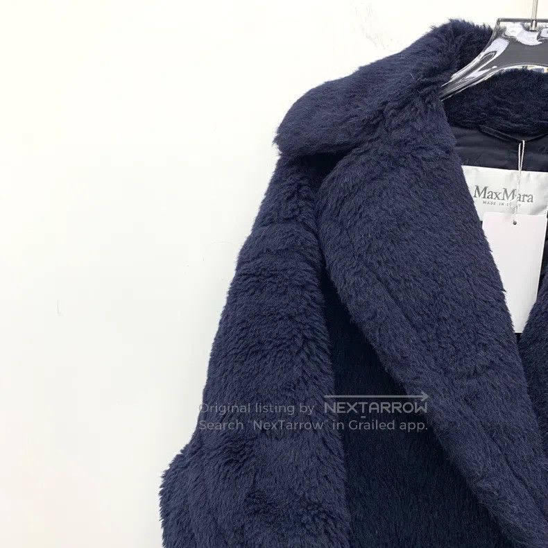Max Mara Max Mara Dark Blue Teddy Alpaca Wool Collar Double Breaste Size S / US 4 / IT 40 - 3 Thumbnail