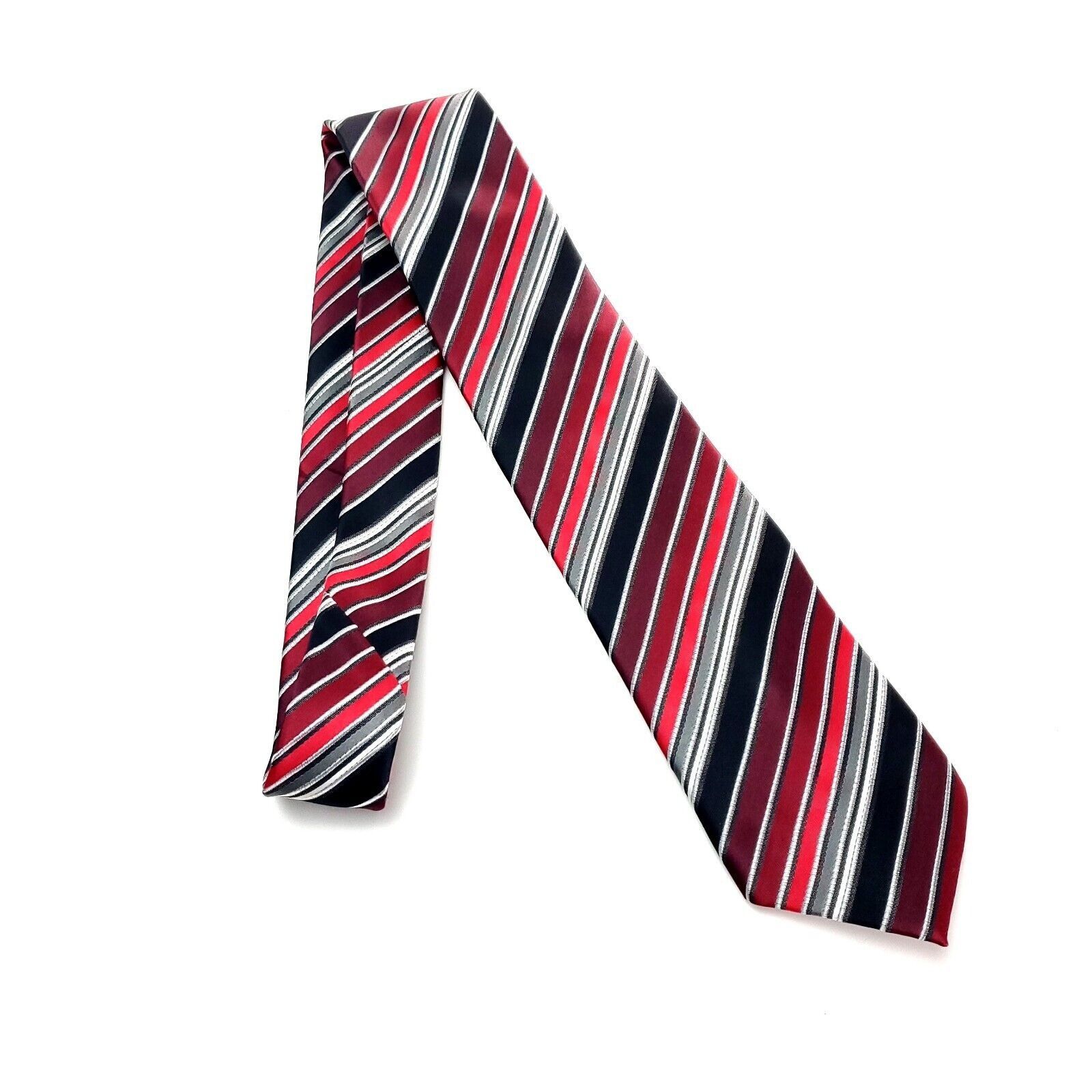 Croft & Barrow Croft & Barrow Polyester Tie Red Black Striped Size ONE SIZE - 6 Thumbnail