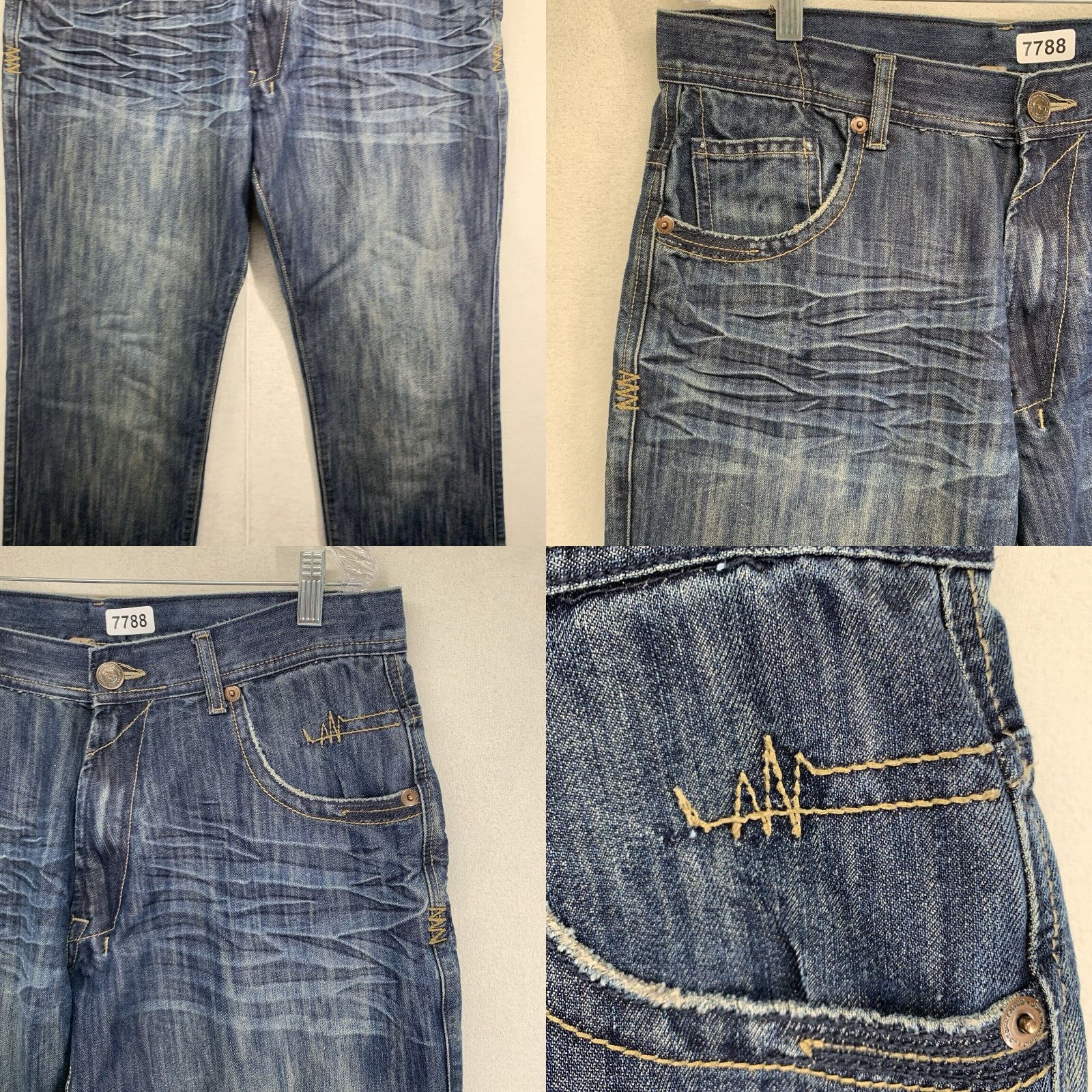 Jordan Craig VINTAGE Jordan Craig Men's Jeans Distressed Dark Wash Denim 36x32 Relaxed Fit Straight Pockets City Grunge Hip Hop Size US 36 / EU 52 - 8 Thumbnail
