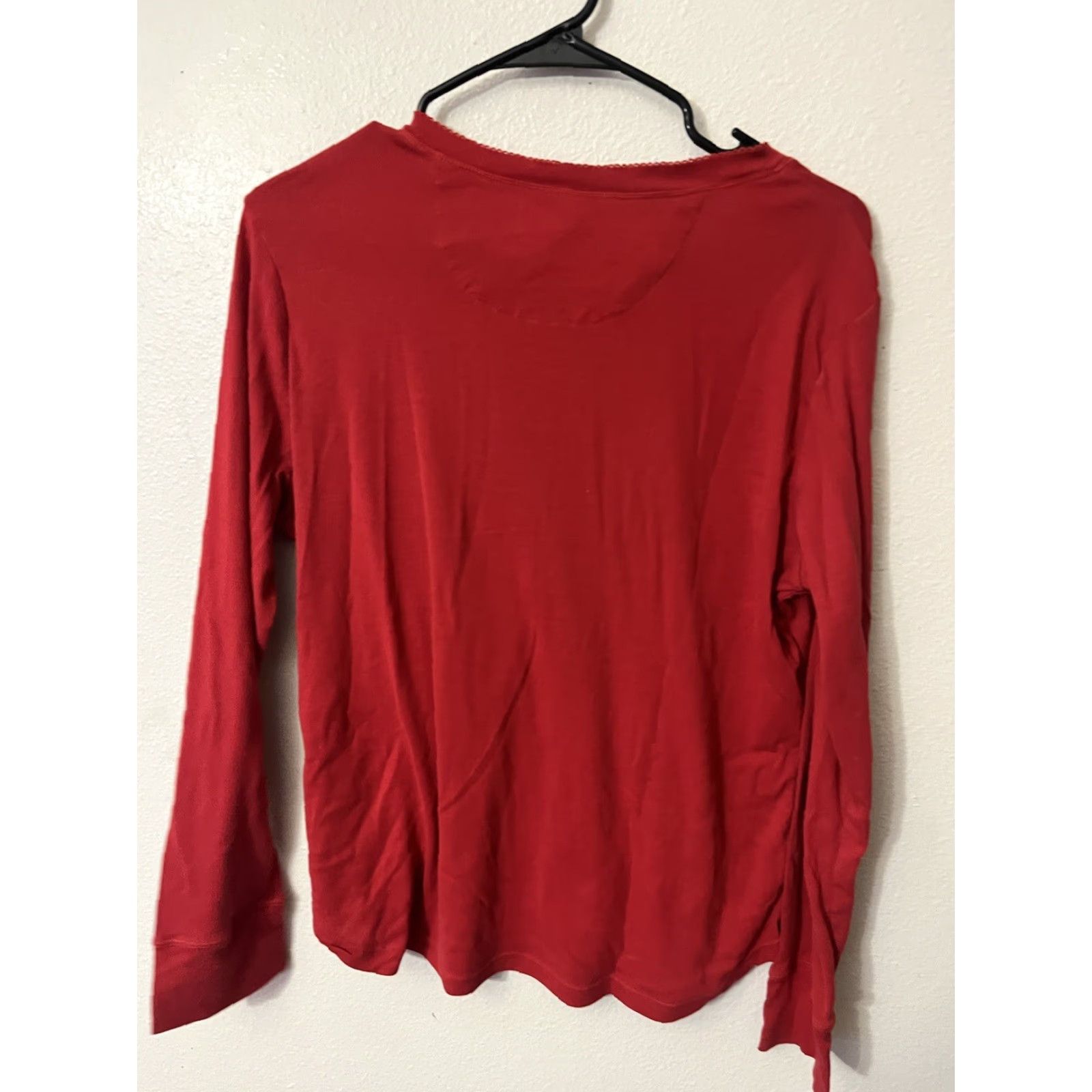 Ralph Lauren Lauren Ralph Lauren Red Long Sleeve Henley Pajama Shirt Womens XL Embroidered Classic Size XL / US 12-14 / IT 48-50 - 3 Thumbnail