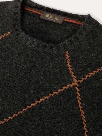 Loro Piana o1w1db10724 Hicks Sweater with Leather Piping in Dark Grey Size US XL / EU 56 / 4 - 3 Thumbnail