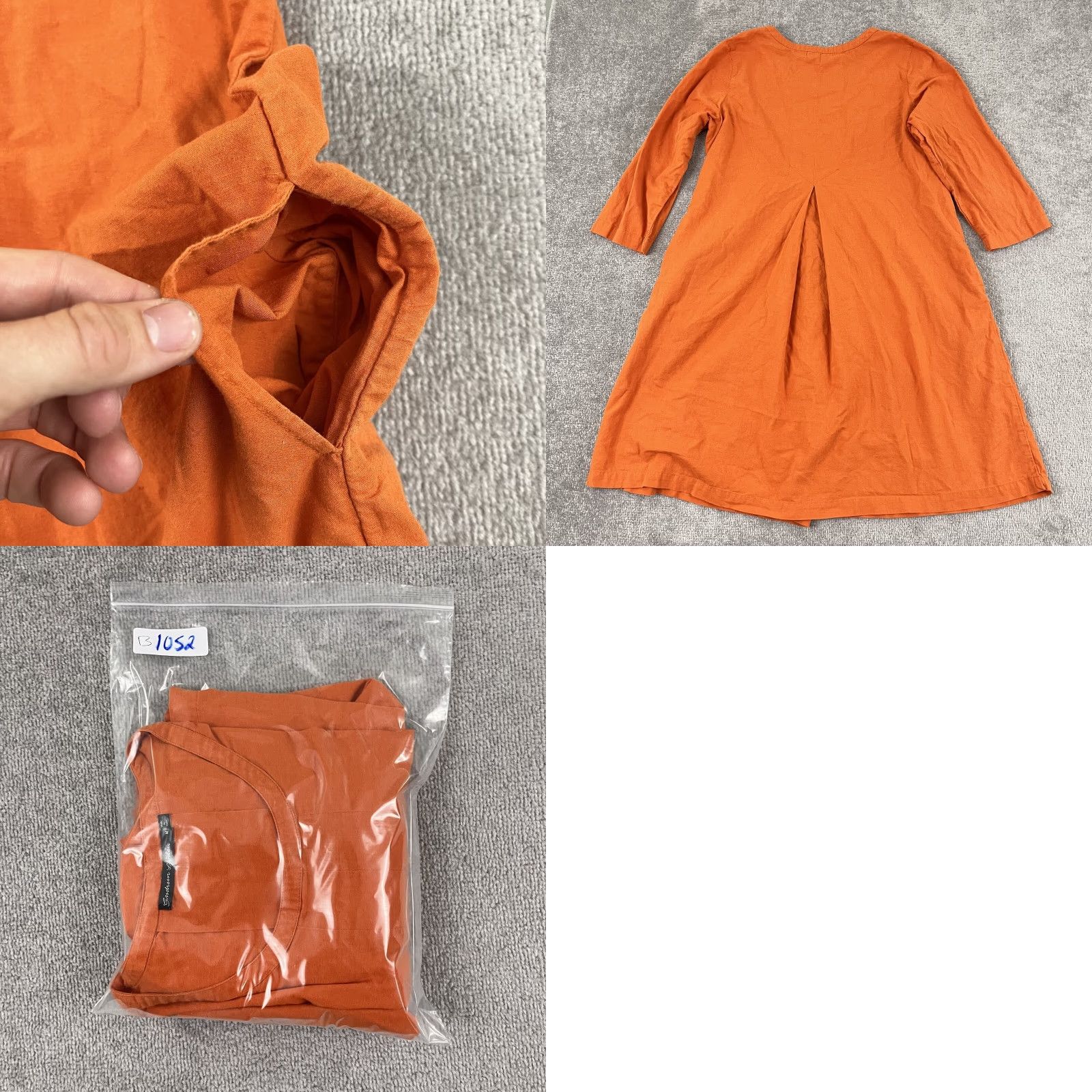 Vintage VINTAGE Gudrun Sjoden Dress Womens Medium Orange Pockets Linen Cotton Scoop Neck Casual Summer Size M / US 6-8 / IT 42-44 - 8 Thumbnail