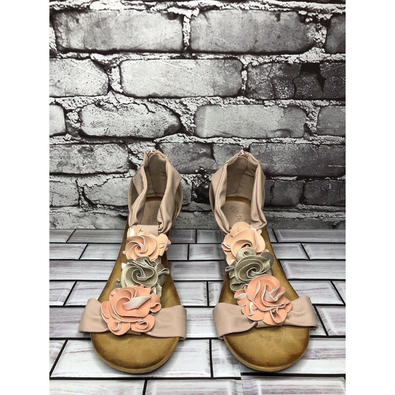 Other Patrizia Blush Pink Flower Faux Leather Harlequin Wedge Sand Size US 7.5 / IT 37.5 - 14 Thumbnail