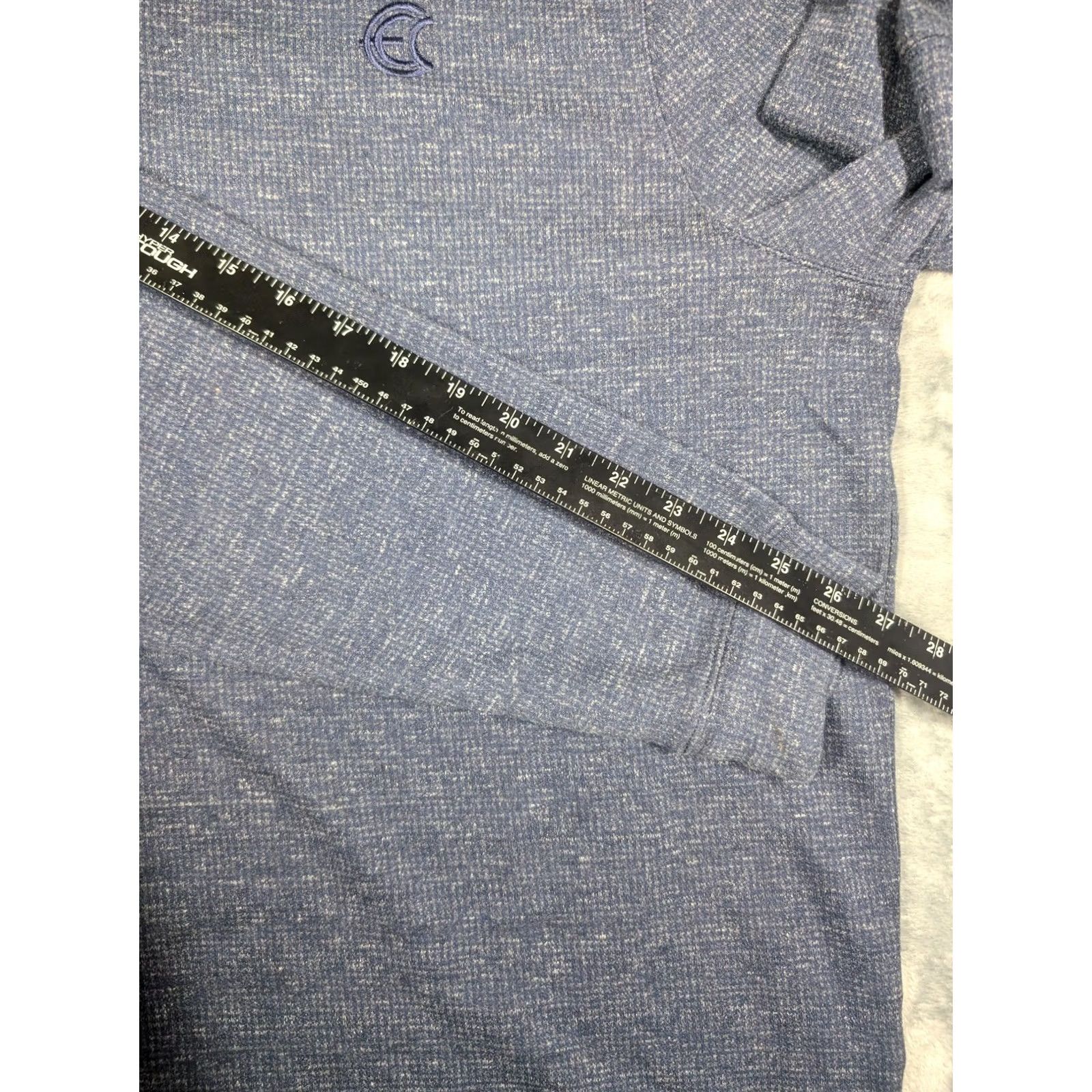 johnnie-O johnnie-O Pullover Mens XL Blue Heather Waffle Knit Button Mock Neck Sweater Size US XL / EU 56 / 4 - 4 Thumbnail