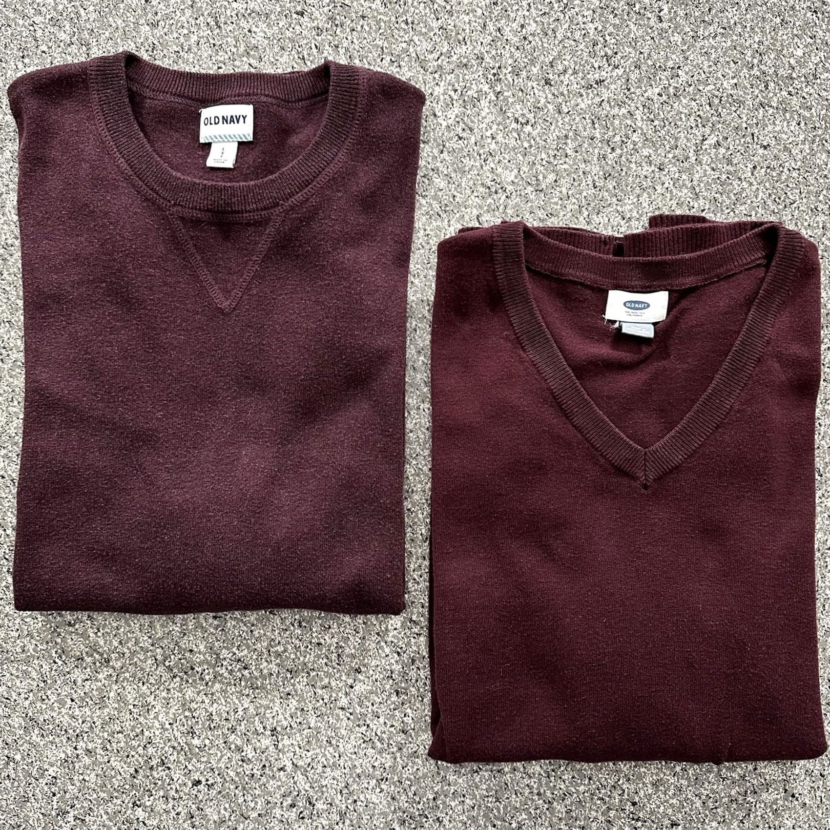 Old Navy VINTAGE Old Navy Sweater Mens L Old Navy Sweater Shirt Mens L Burgundy Red Cotton Knit Crew Neck Long Sleeve Casual 2-Pack Size US L / EU 52-54 / 3 - 2 Thumbnail