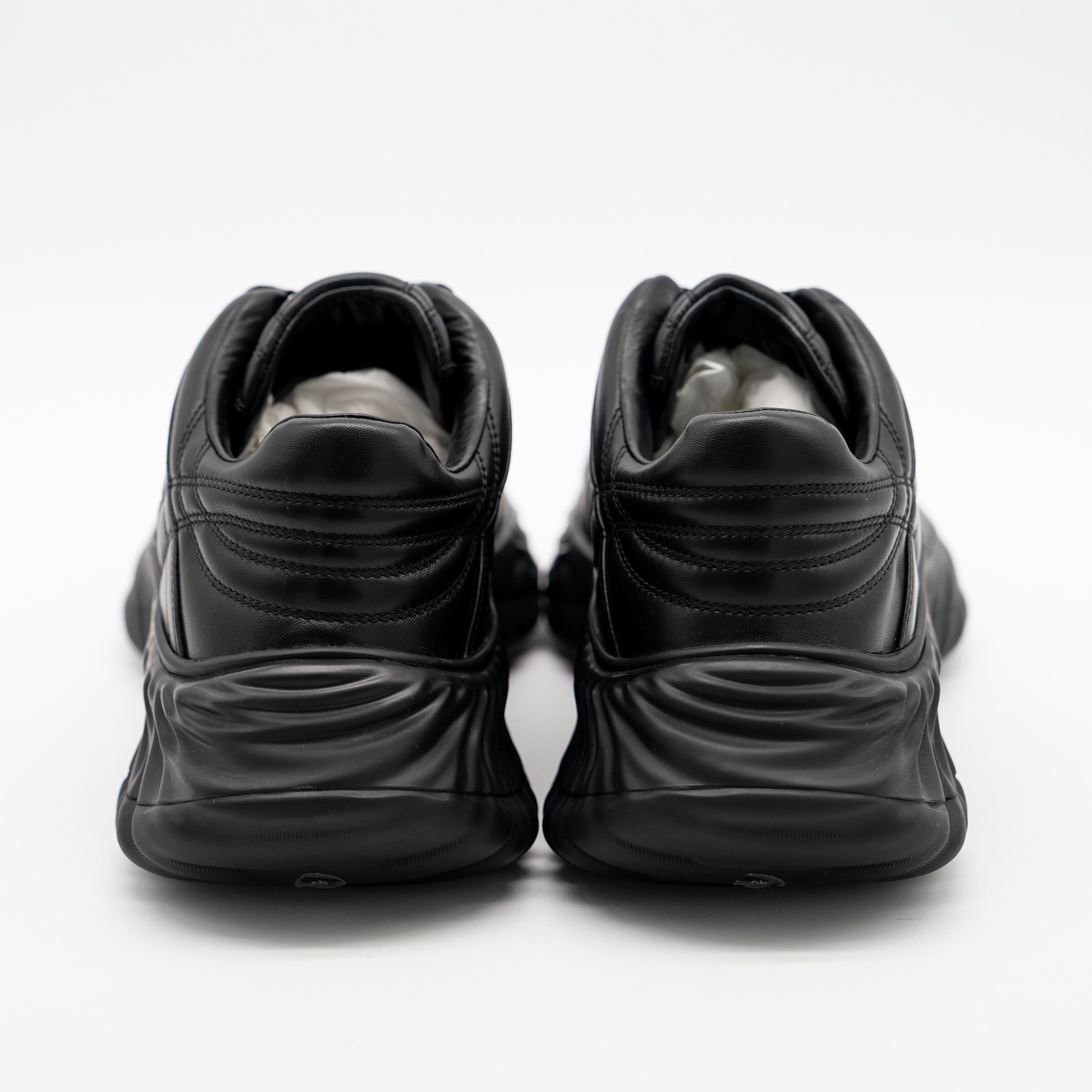Gucci 40G 10 US Gucci Ripple Sneakers Triple Black Leather GG Size US 10 / IT 40 - 5 Thumbnail