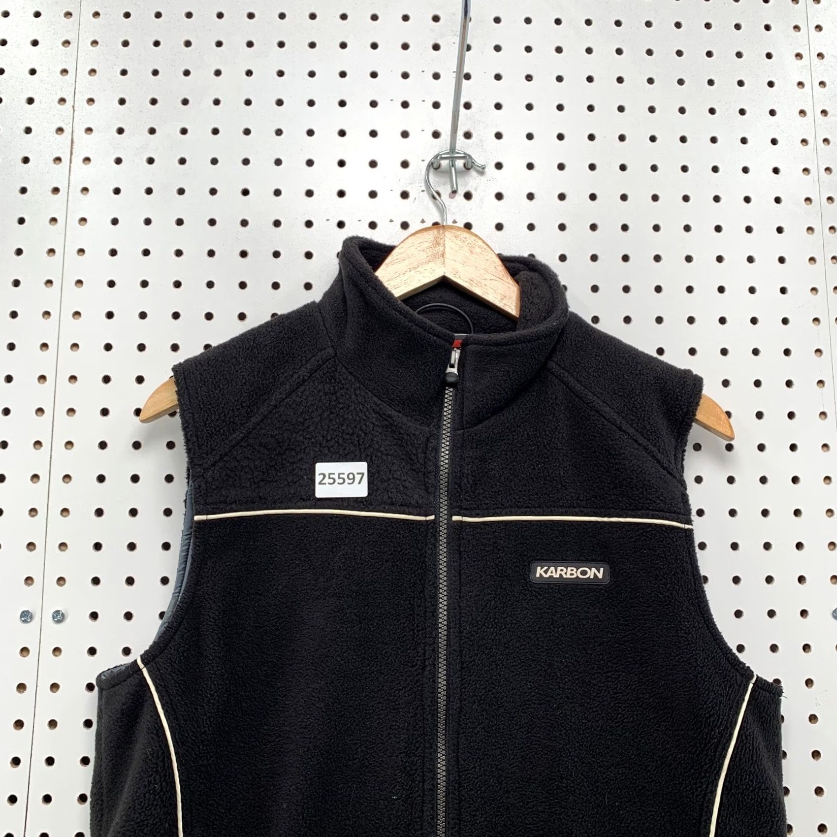 Vintage Karbon Fleece Sherpa Full Zip Vest Jacket Black XS Adult Sleeveless 20.5x25.5 Jacket Men XS Black Fleece Sherpa Full Zip Vest Jacket Size US XS / EU 42 / 0 - 5 Thumbnail