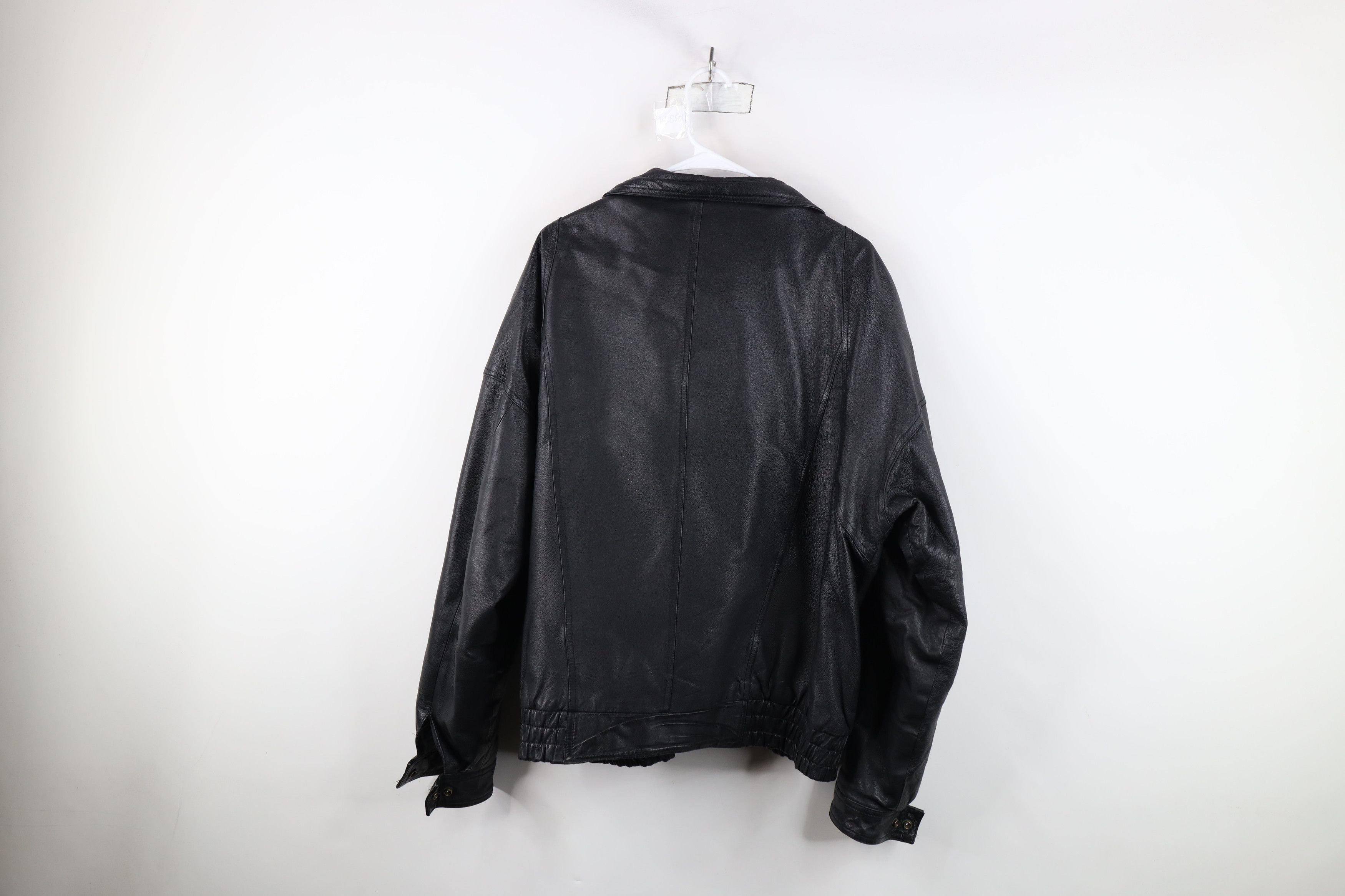 Vintage Vintage 90s Streetwear Leather Flight Bomber Jacket Black Size US L / EU 52-54 / 3 - 13 Thumbnail