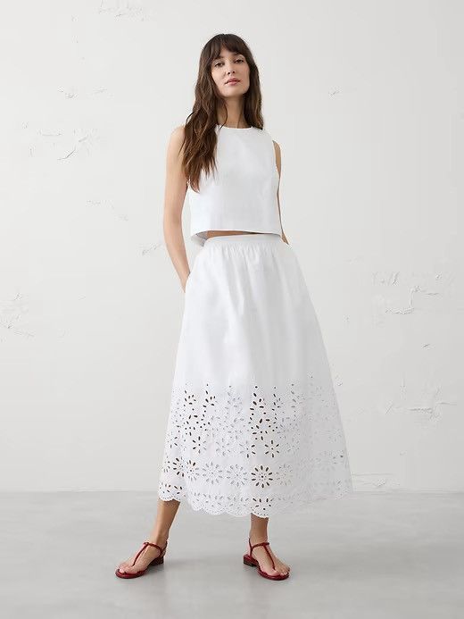 Banana Republic Banana Republic EYELET MIDI SKIRT size XS BNWT Size 26" / US 2 / IT 38 - 2 Thumbnail