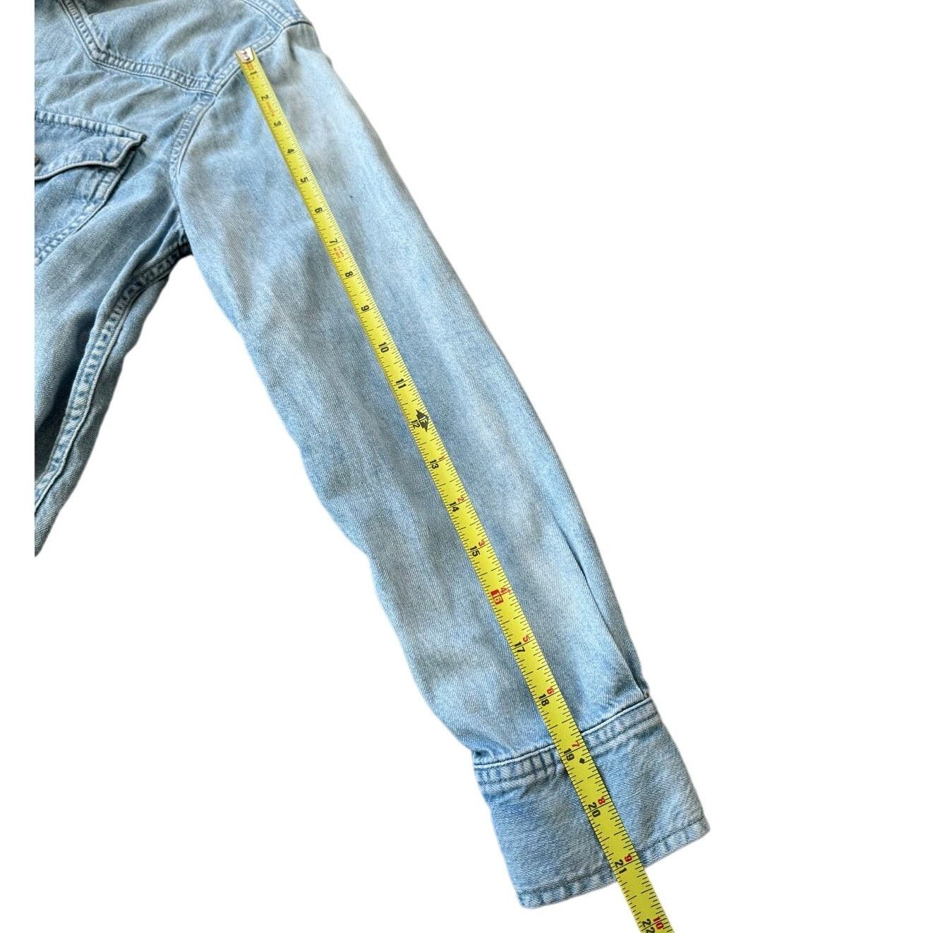 Madewell Madewell Light Blue Denim Snap-Button Western Boho Boy Shirt Size S / US 4 / IT 40 - 8 Thumbnail