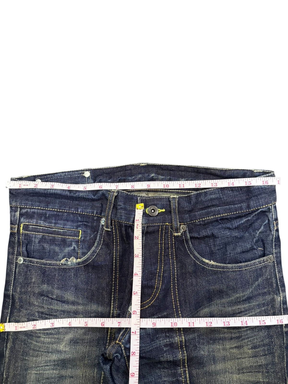 Buffalo London Vintage Japanese Buffalo Golden Thread Distressed Jeans Size 33" - 6 Thumbnail