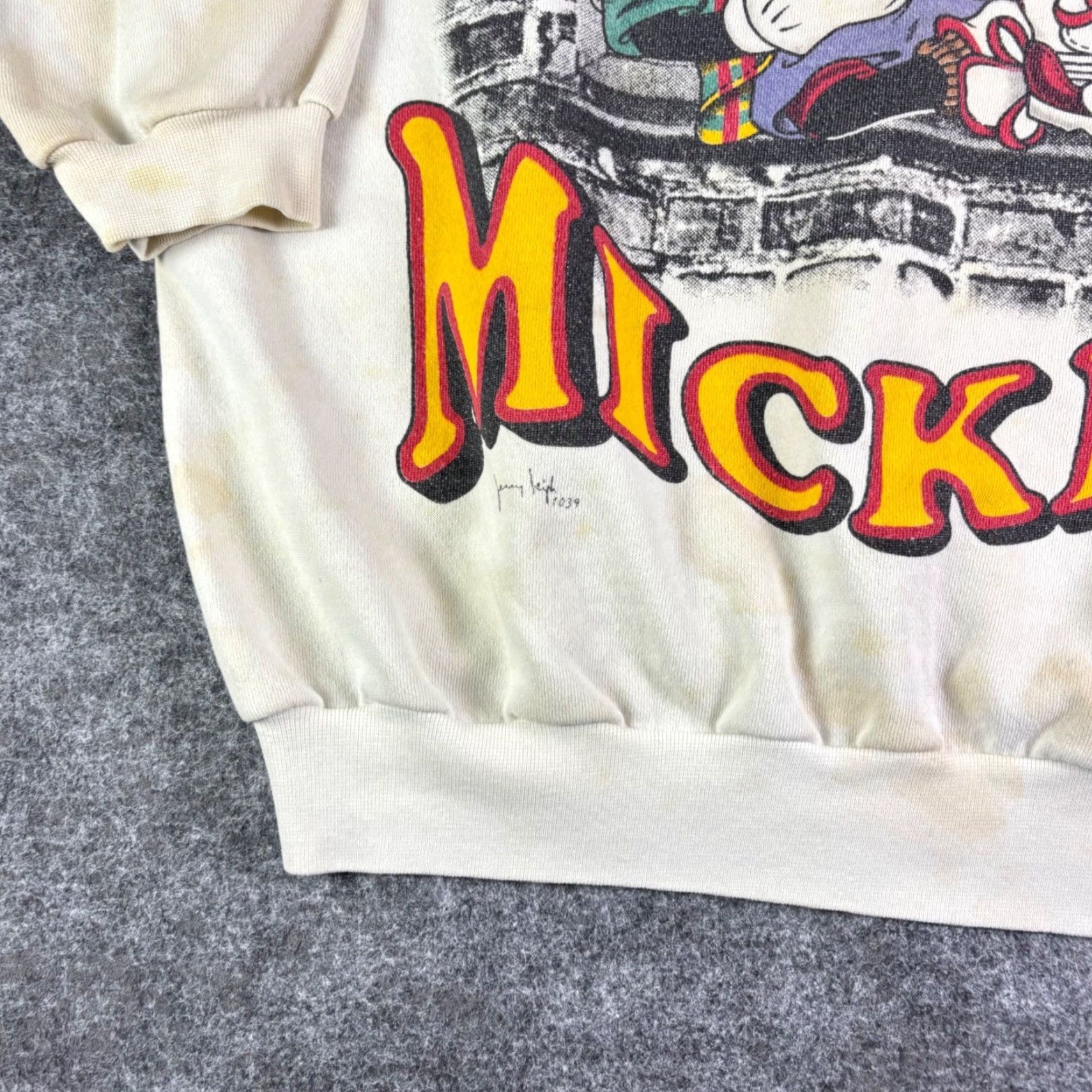 Mickey Unlimited VINTAGE Mickey Unlimited Sweatshirt Cream XL 90s Distressed Graphic Print Mickey Mouse Crew Neck Unisex Adults Men Women Size US XL / EU 56 / 4 - 7 Thumbnail