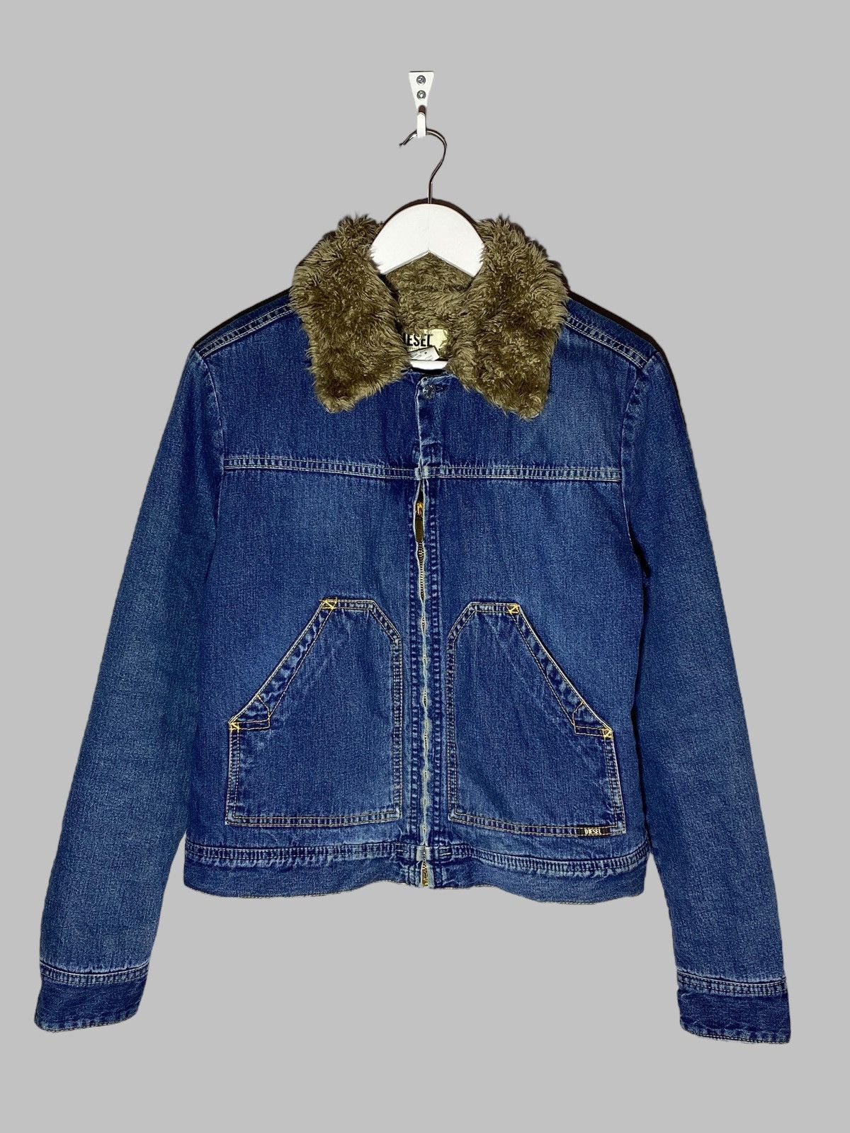 Diesel Vintage 00s Diesel Sherpa Washed Denim Jacket Y2k Style Size M / US 6-8 / IT 42-44 - 1 Thumbnail