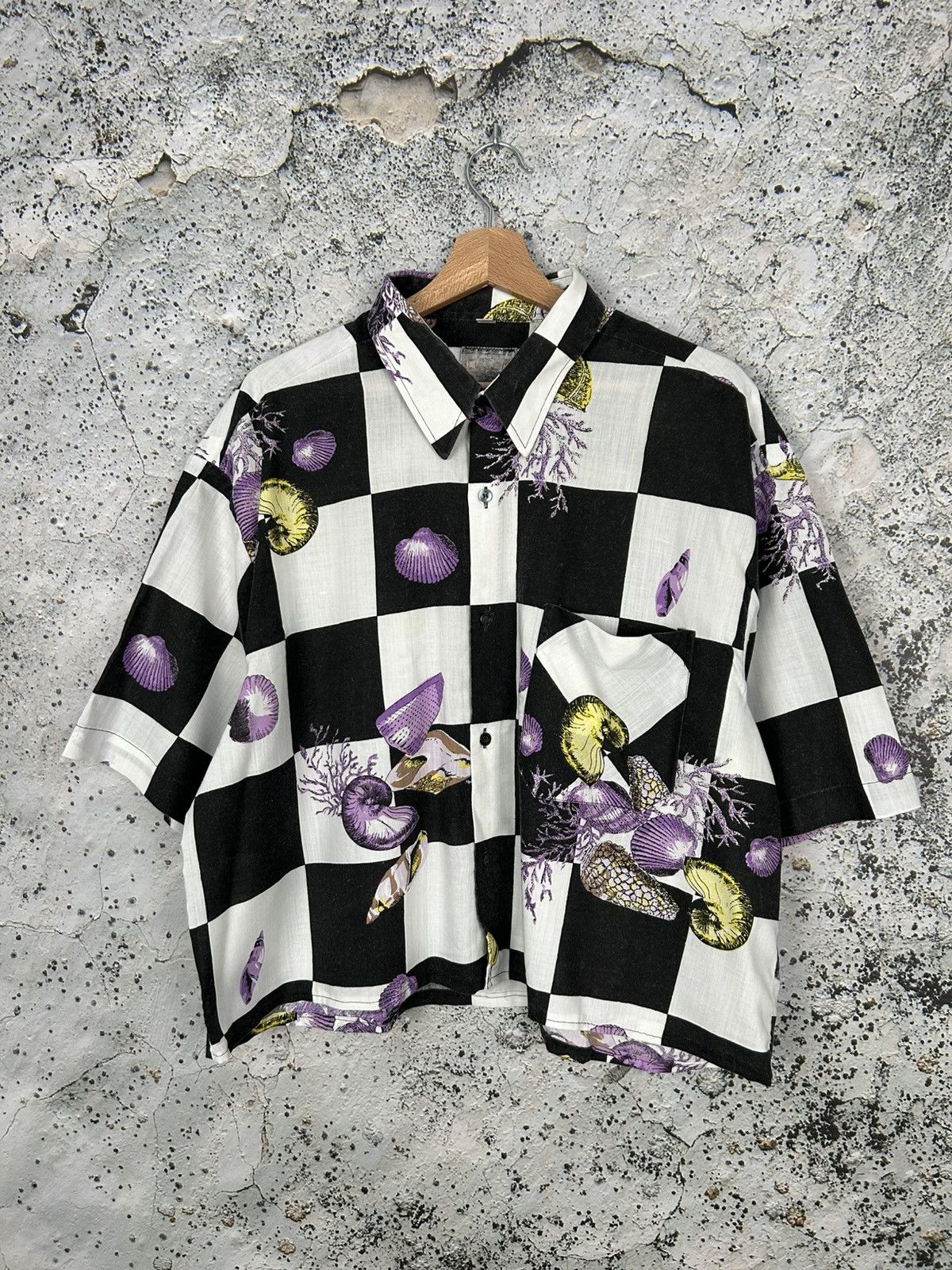 Vintage Vintage Cropped Checkered Shirt Summer Avant Garde Boxy Size US L / EU 52-54 / 3 - 1 Thumbnail