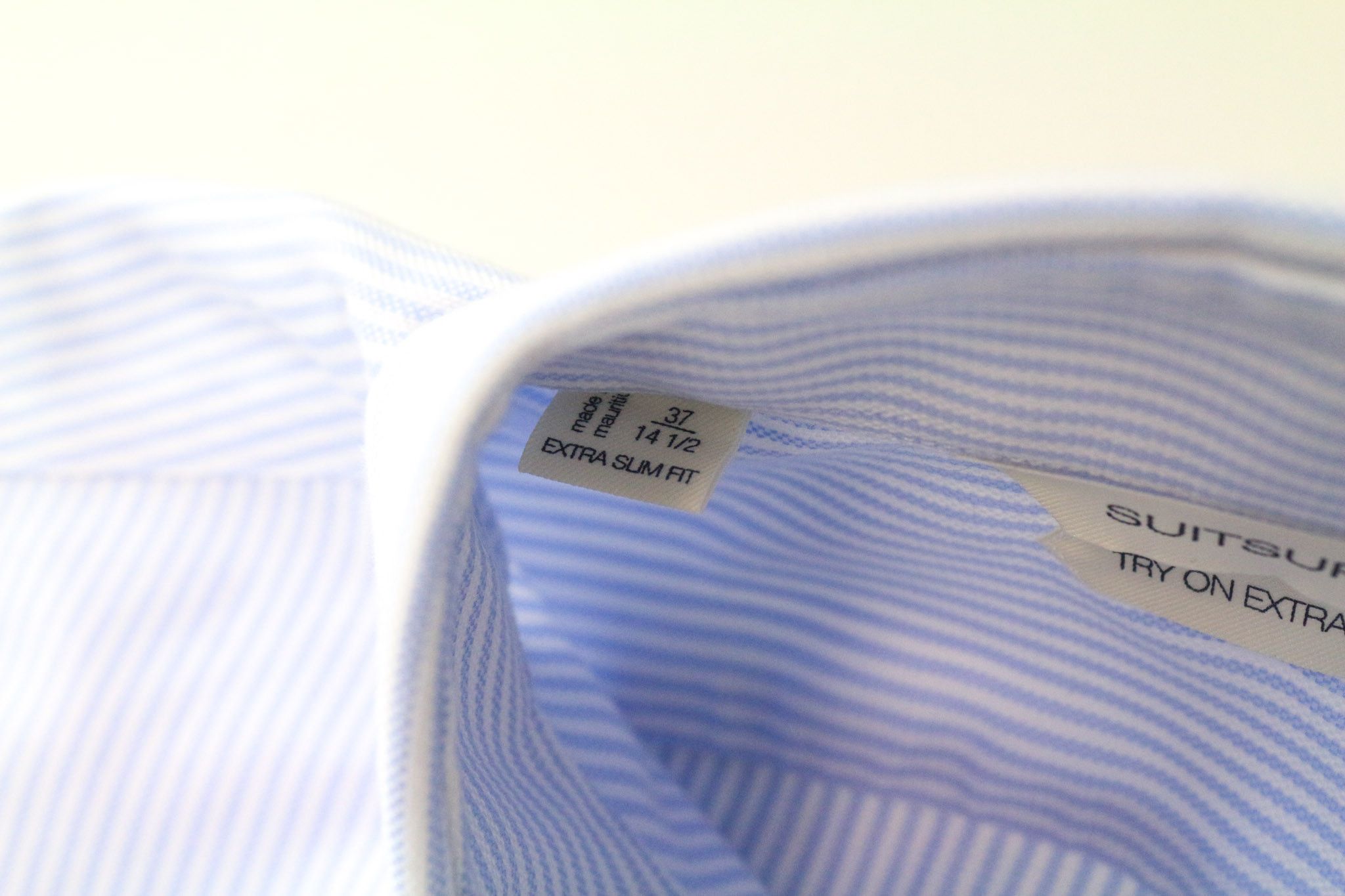 Suitsupply 37/14 1/2 Extra Slim Blue Cotton Striped Shirt 75475 Size US S / EU 44-46 / 1 - 5 Thumbnail