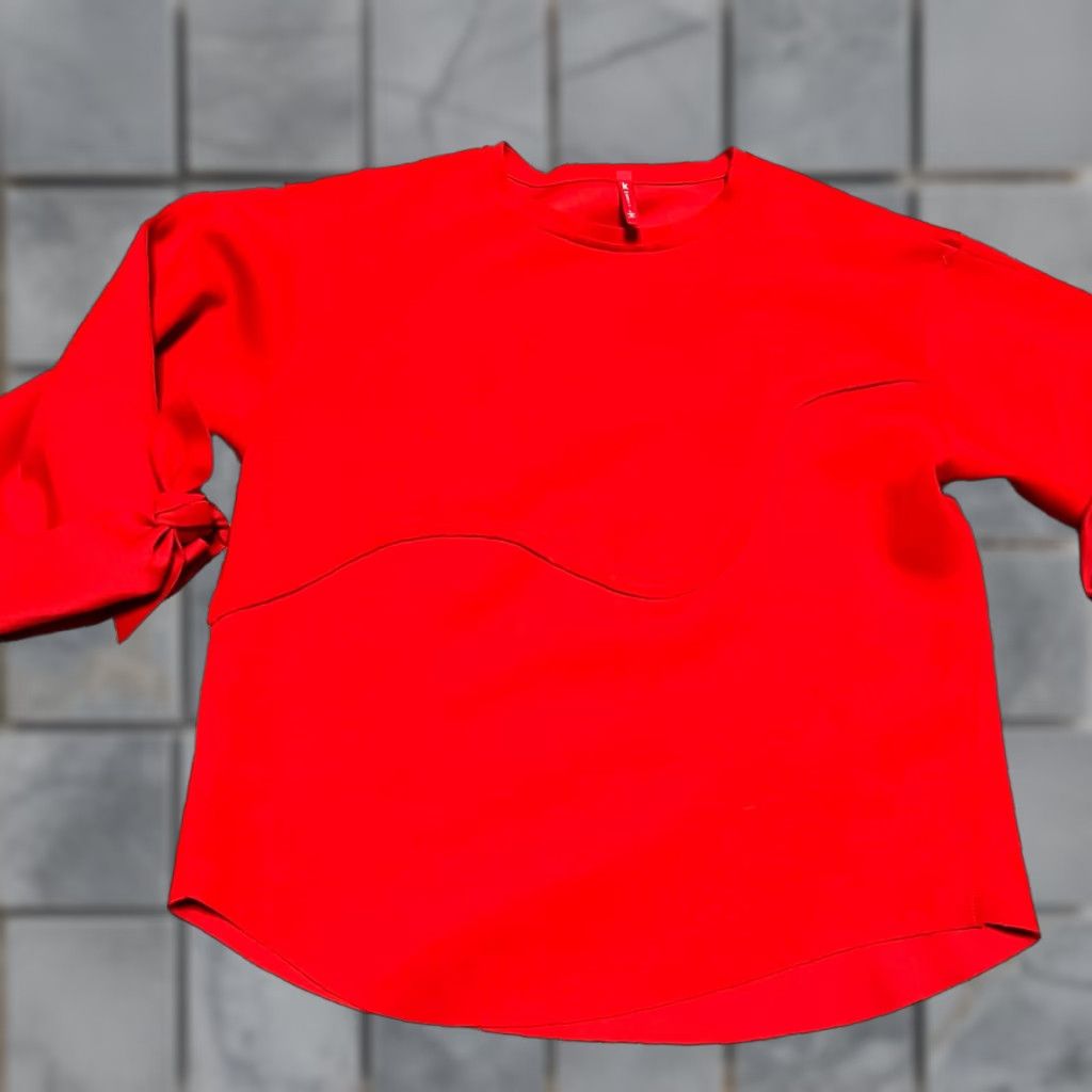 Vintage IC by Connie K Sweatshirt Womens Large Red Tie Sleeve Made USA Shirt Womens L Red Size L / US 10 / IT 46 - 1 Thumbnail