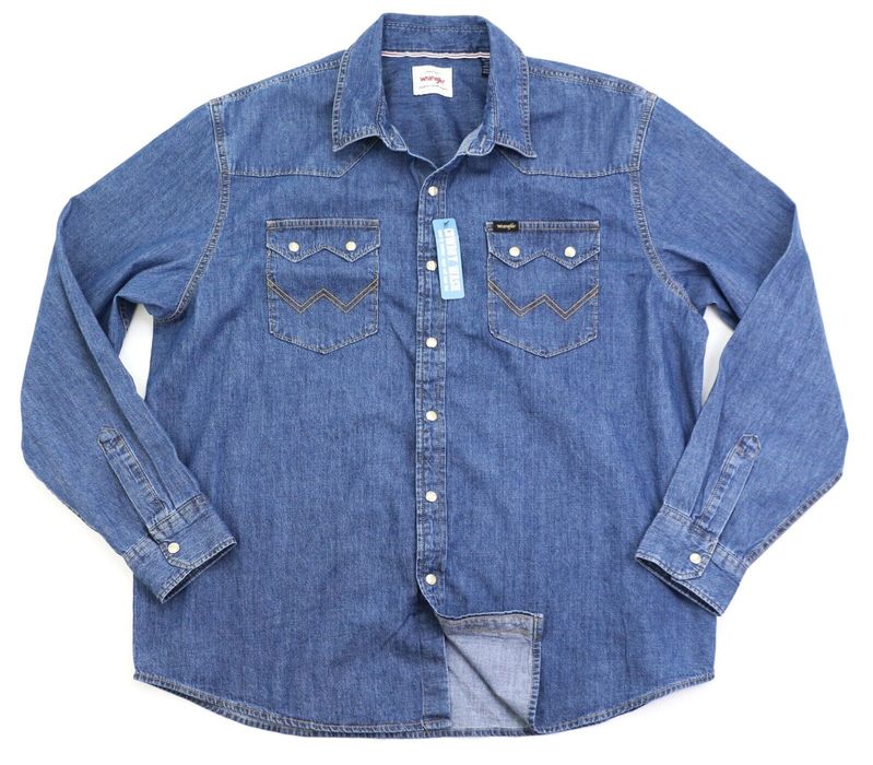 Wrangler Wrangler Sawtooth Denim Shirt Western Men's 100% Cotton New ...