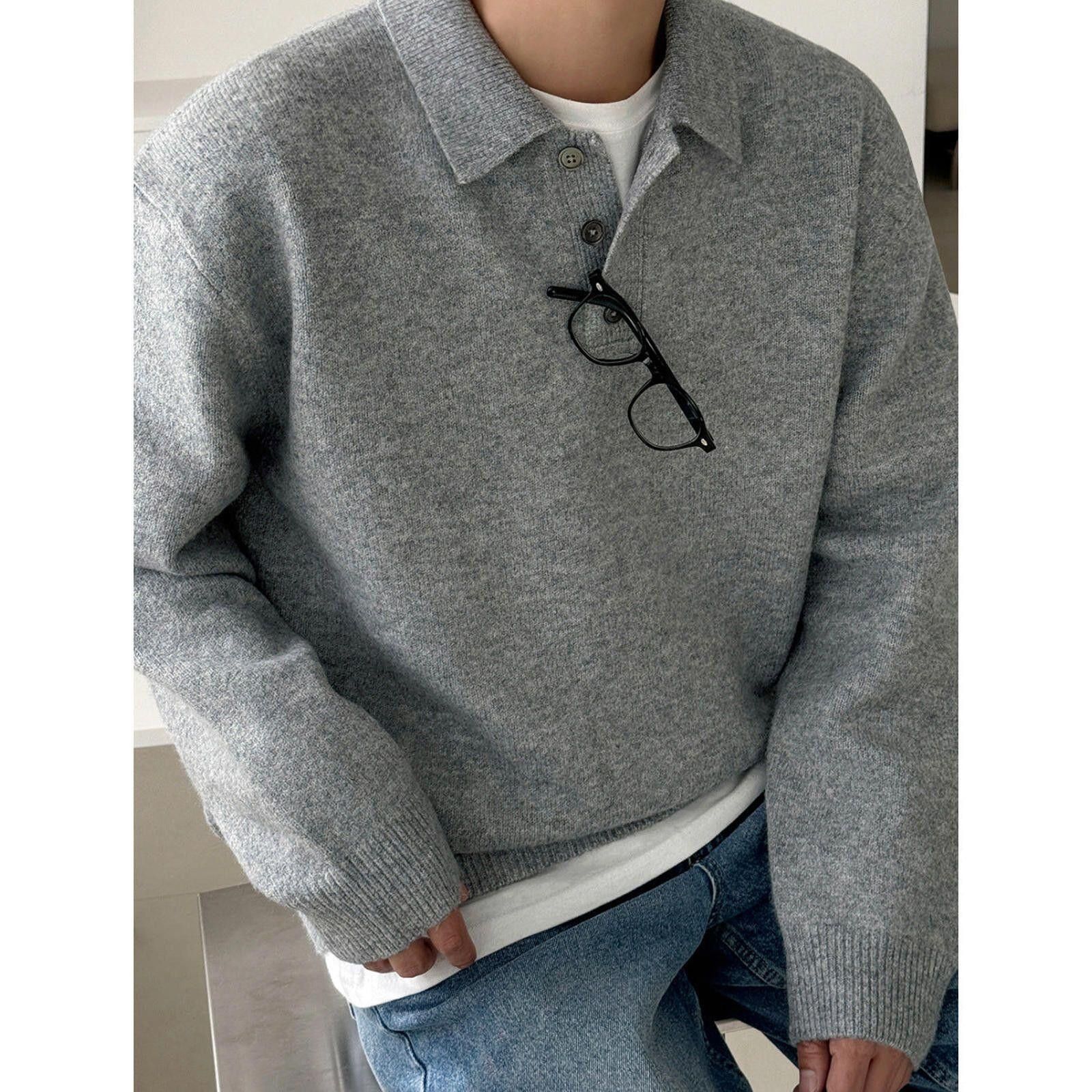 Vintage Brown Knit Henley Sweater, Classic Fit Pullover Size US M / EU 48-50 / 2 - 7 Thumbnail