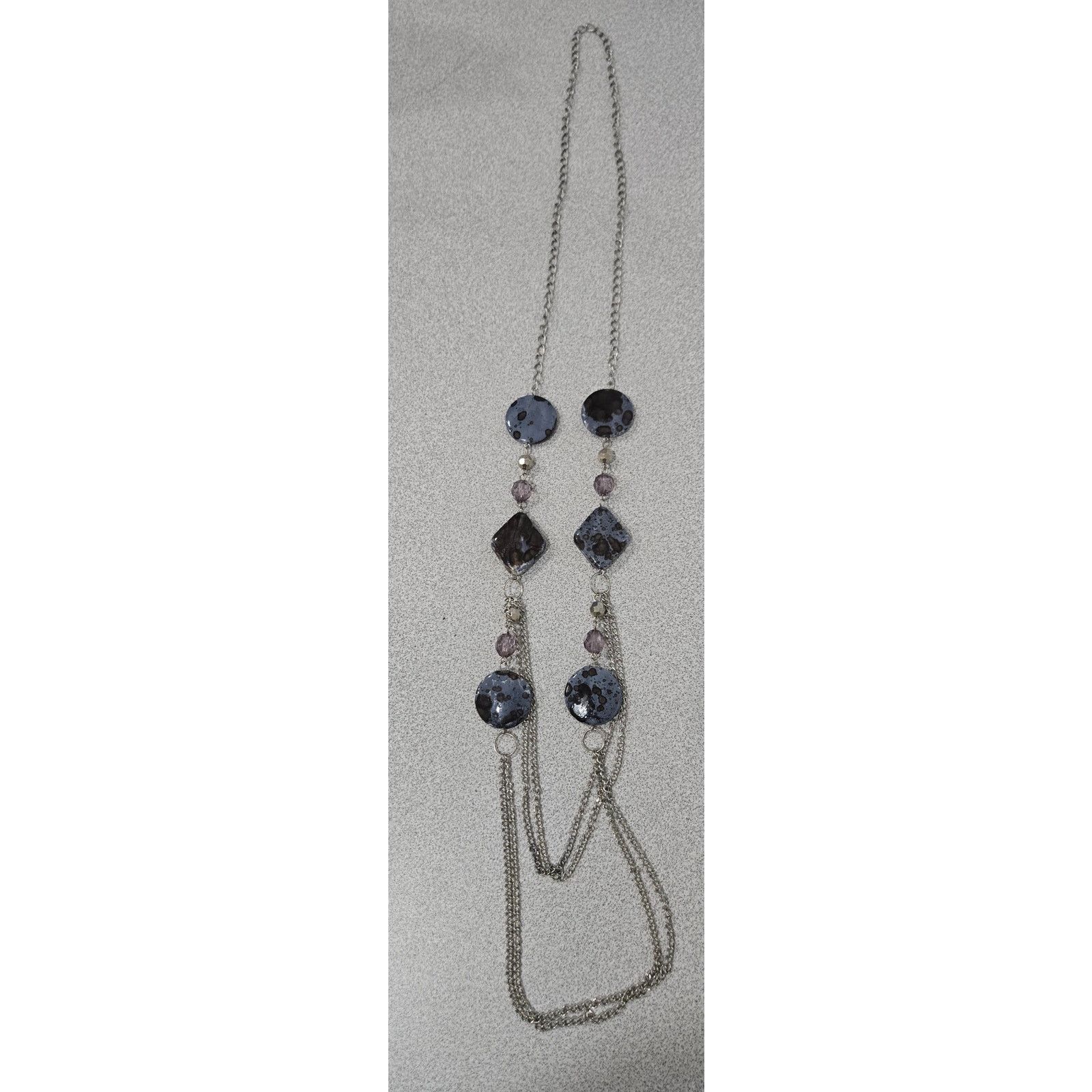 Other Silver Chain Black Blue Stone Multi Strand Infinity Necklace Size ONE SIZE - 1 Thumbnail
