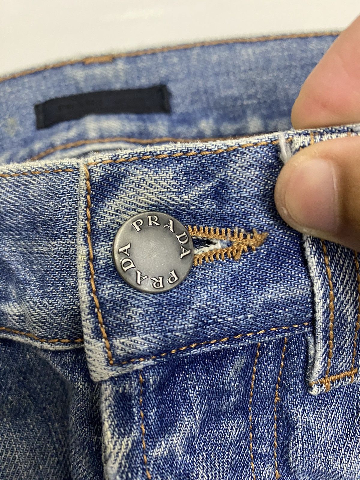 Prada 🔥VINTAGE PRADA DISTRESSED DENIM TAPERED LEG Size US 29 - 9 Thumbnail