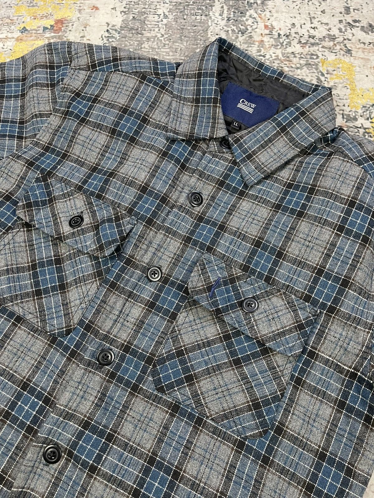 Japanese Brand Crew Checked Plaid Flannel Padded Shacket Size US L / EU 52-54 / 3 - 5 Thumbnail