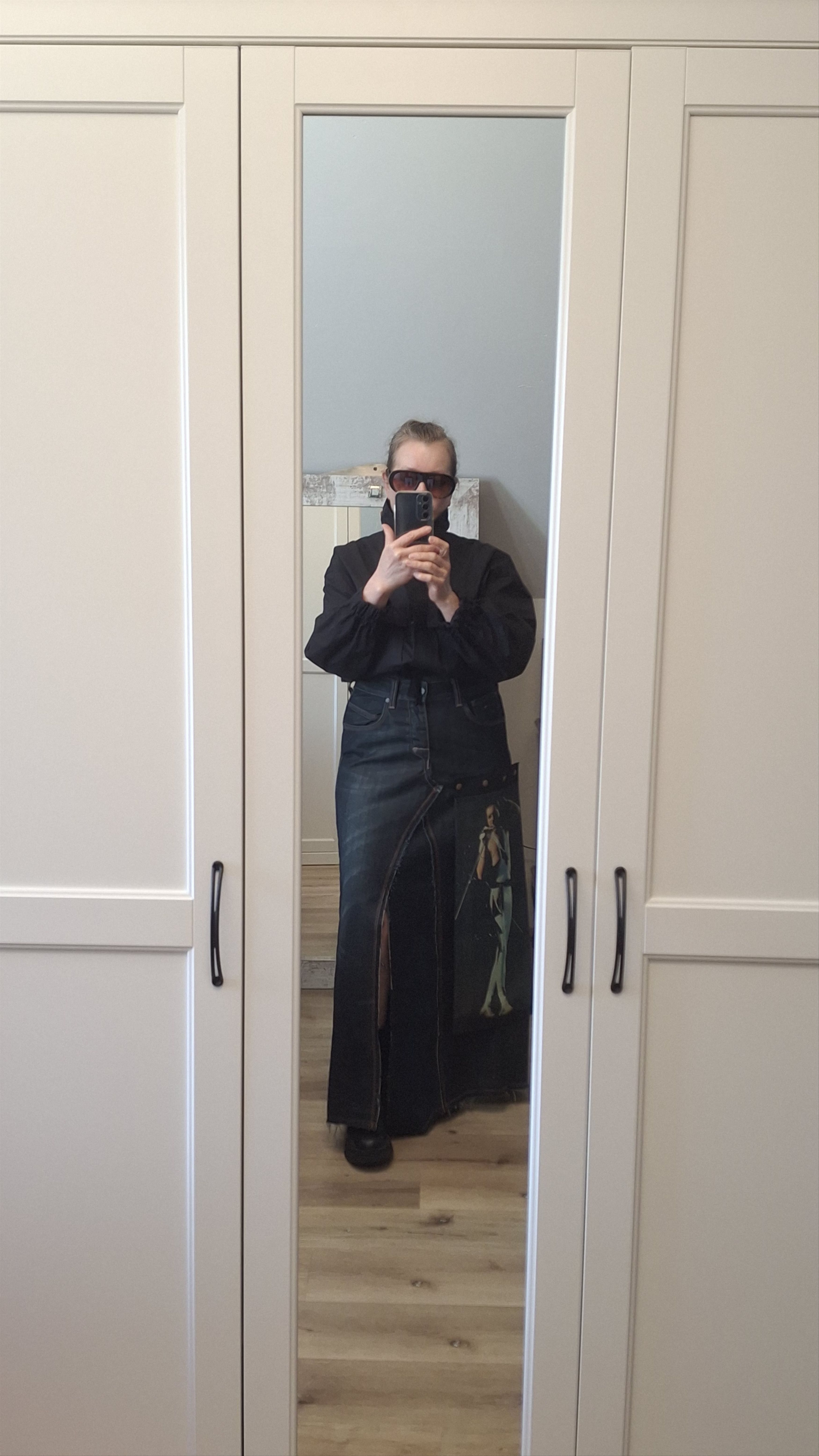 handvaerk Y2K Reworked Denim Maxi Kilt Skirt with Detachable Panel Size 34" / US 12 / IT 48 - 11 Thumbnail