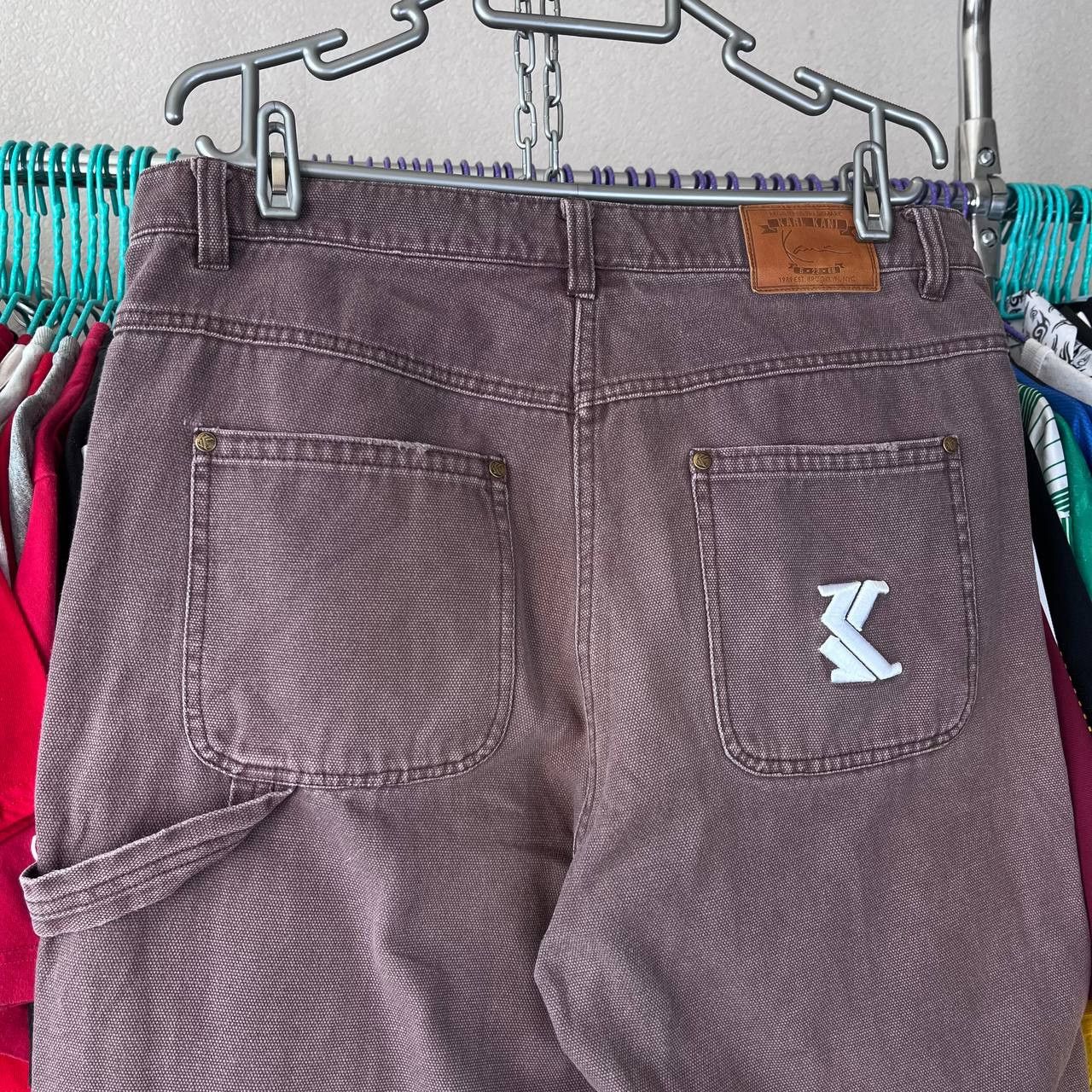 Karl Kani Karl Kani Brown Faded Double Knee Workwear Baggy Denim Pants Size US 34 / EU 50 - 6 Thumbnail