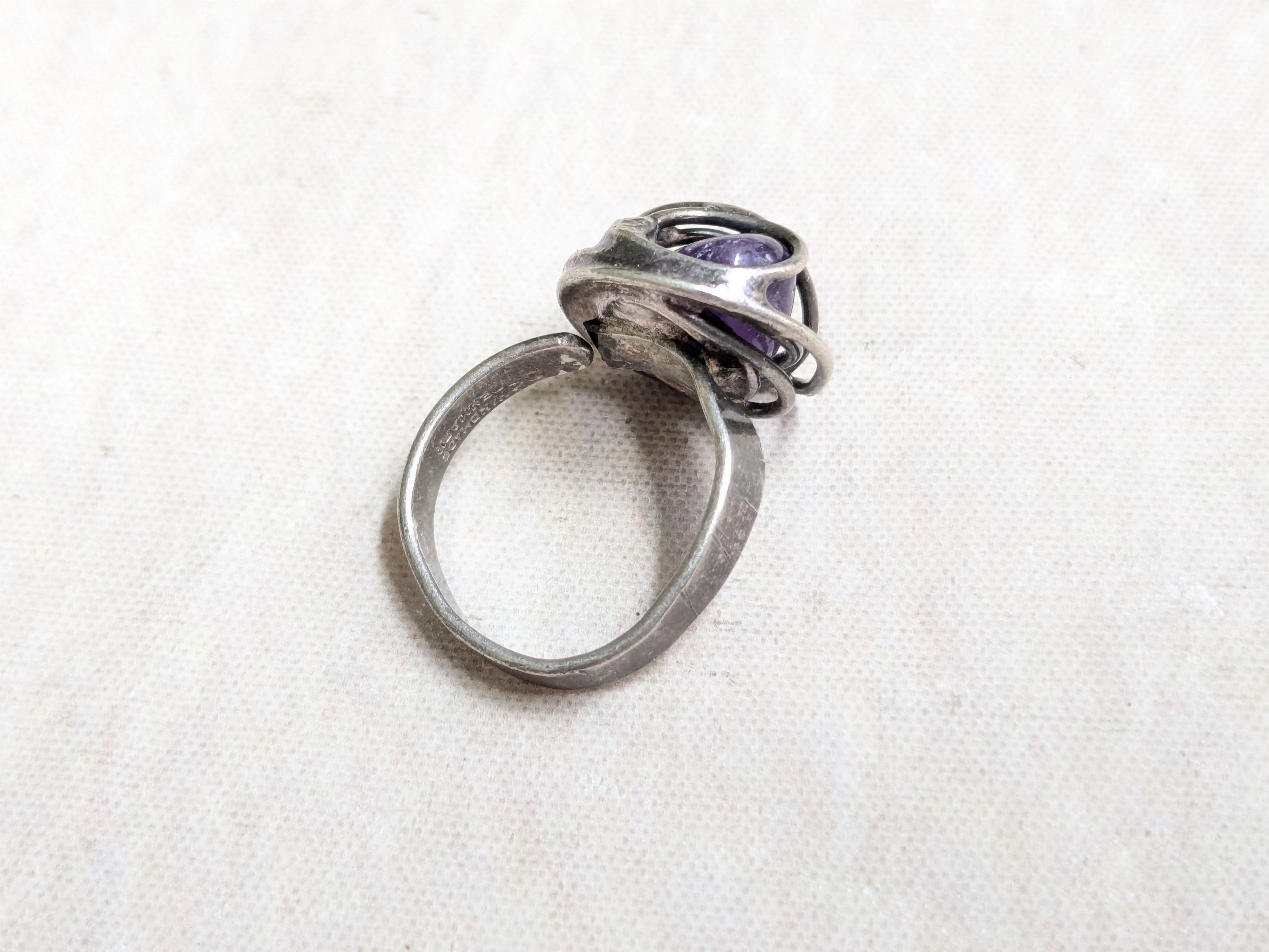 Jewelry × Vintage Vintage Sterling Silver Amethyst Ring Purple Denmark Size ONE SIZE - 6 Thumbnail