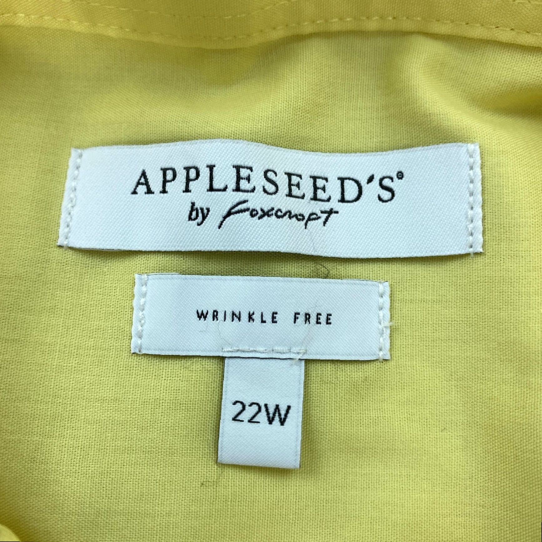 Vintage Appleseed's Foxcroft Shirt Womens 22W Yellow Wrinkle Free Short Sleeve Button Size 3XL / US 20-22 - 6 Thumbnail