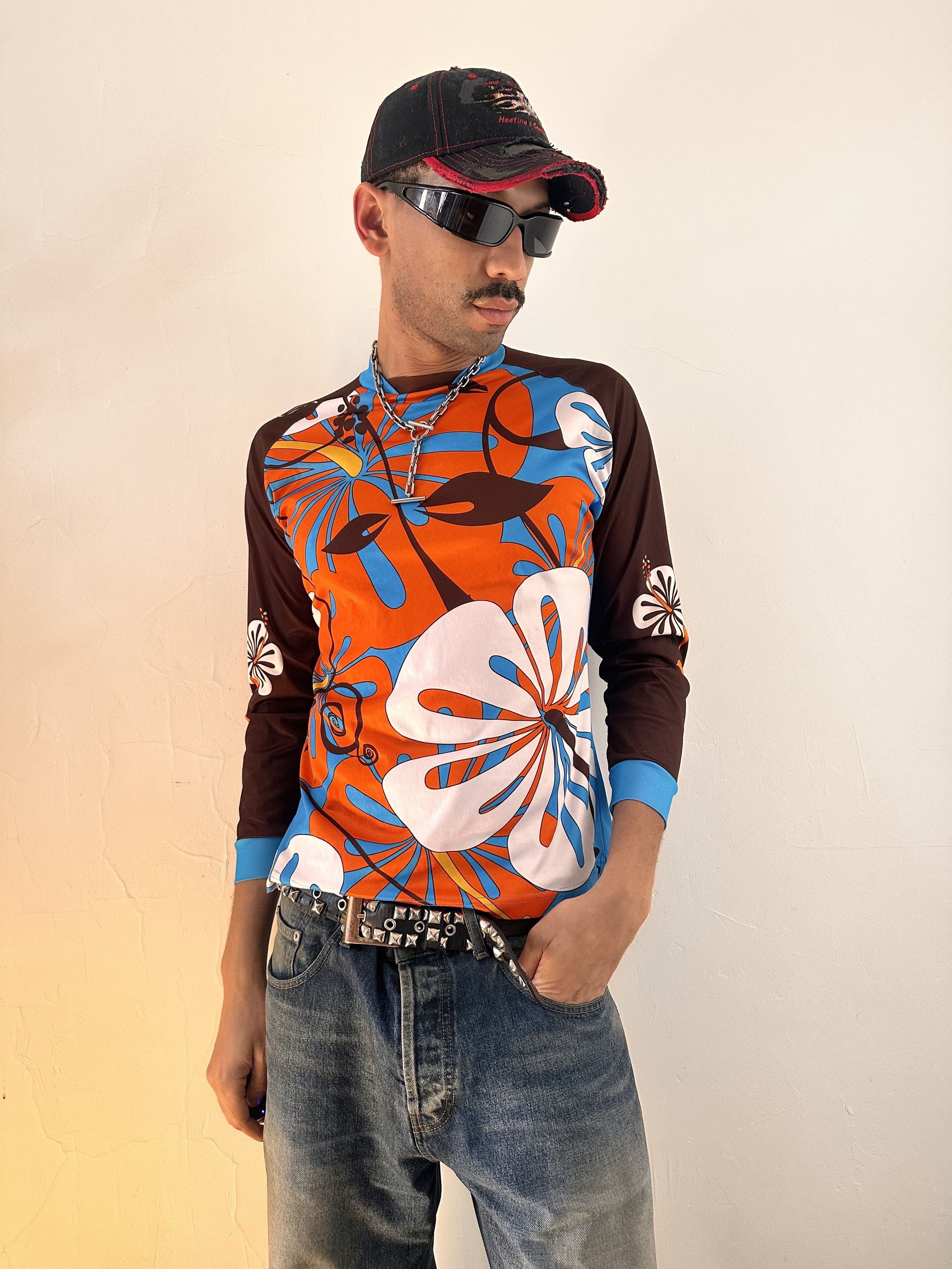 Other Vintage Y2K Orange Floral Surf Jersey - Medium Size US M / EU 48-50 / 2 - 1 Thumbnail