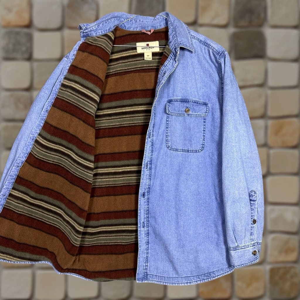 Vintage Woolrich Denim Jacket Mens L Shirt Shacket Flannel Lined Chore Field Barn 22580 Denim Jacket Mens L Blue Woolrich Regular Coat Size US L / EU 52-54 / 3 - 1 Thumbnail