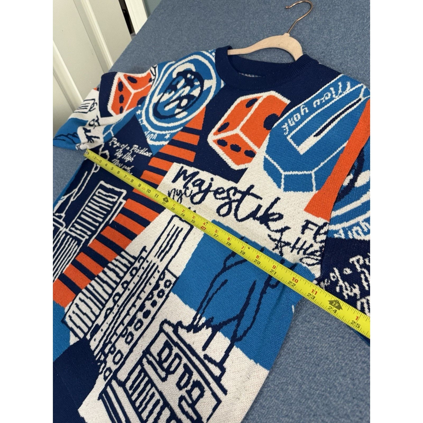 Majestic Majestik Sweater - City Graphic - Dark Blue - SW2238 Size L Size L / US 10 / IT 46 - 4 Thumbnail