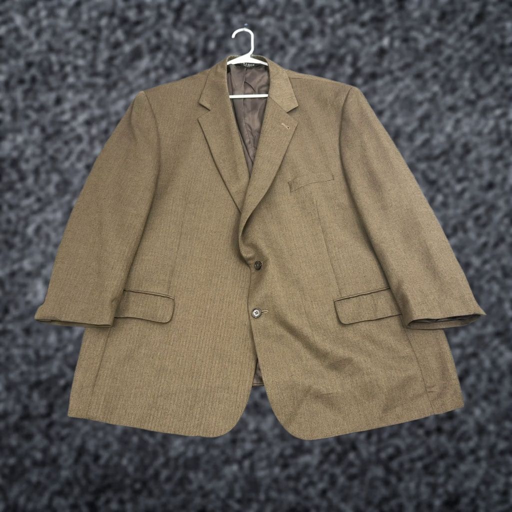 Jos. A. Bank Jos A Bank Blazer Mens 54 Brown Silk Camelhair Herringbone Two Button Classic Size 54R - 1 Thumbnail