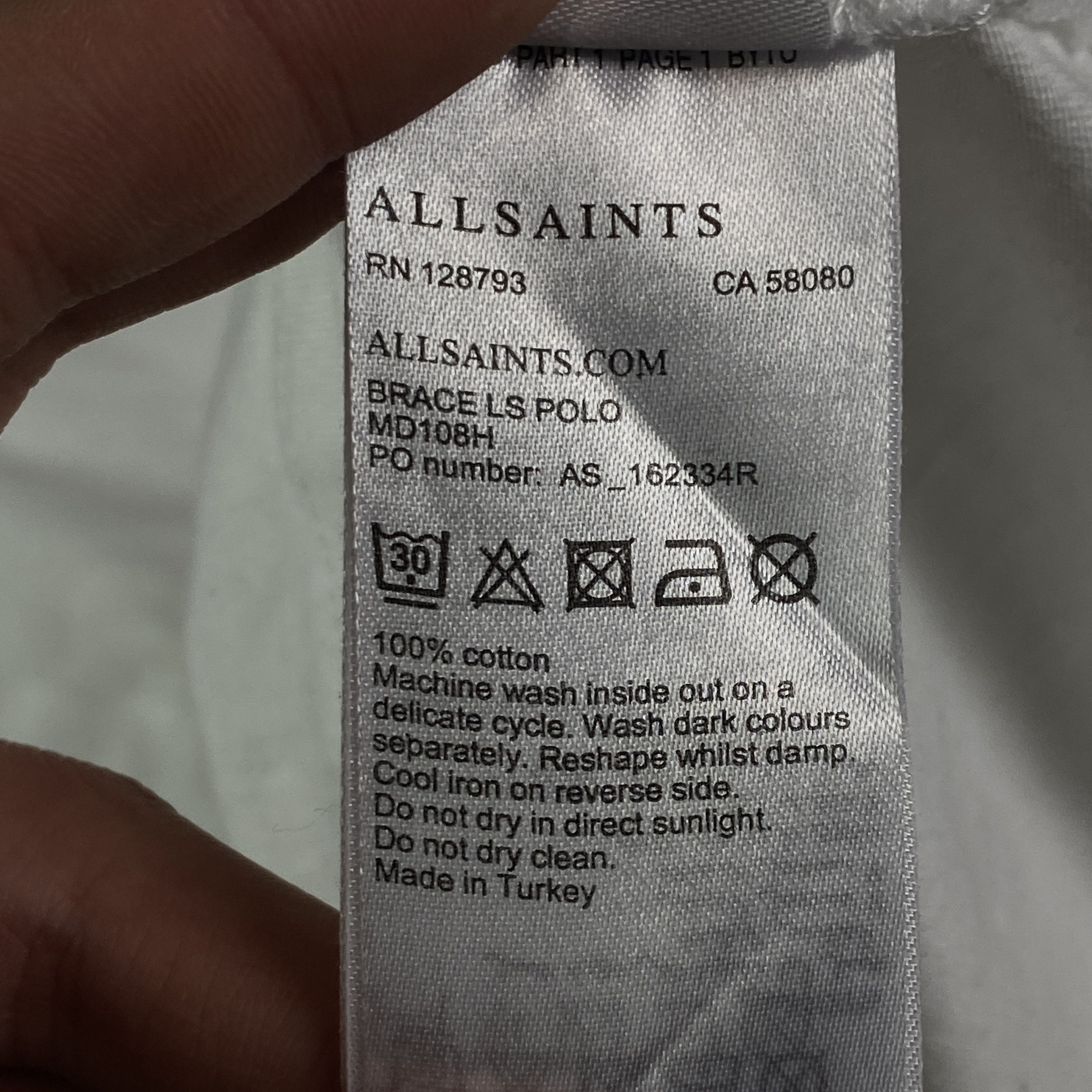 Allsaints Men’s Polo Long Sleeve Sweatshirt Allsaints Size S White Size US S / EU 44-46 / 1 - 6 Thumbnail