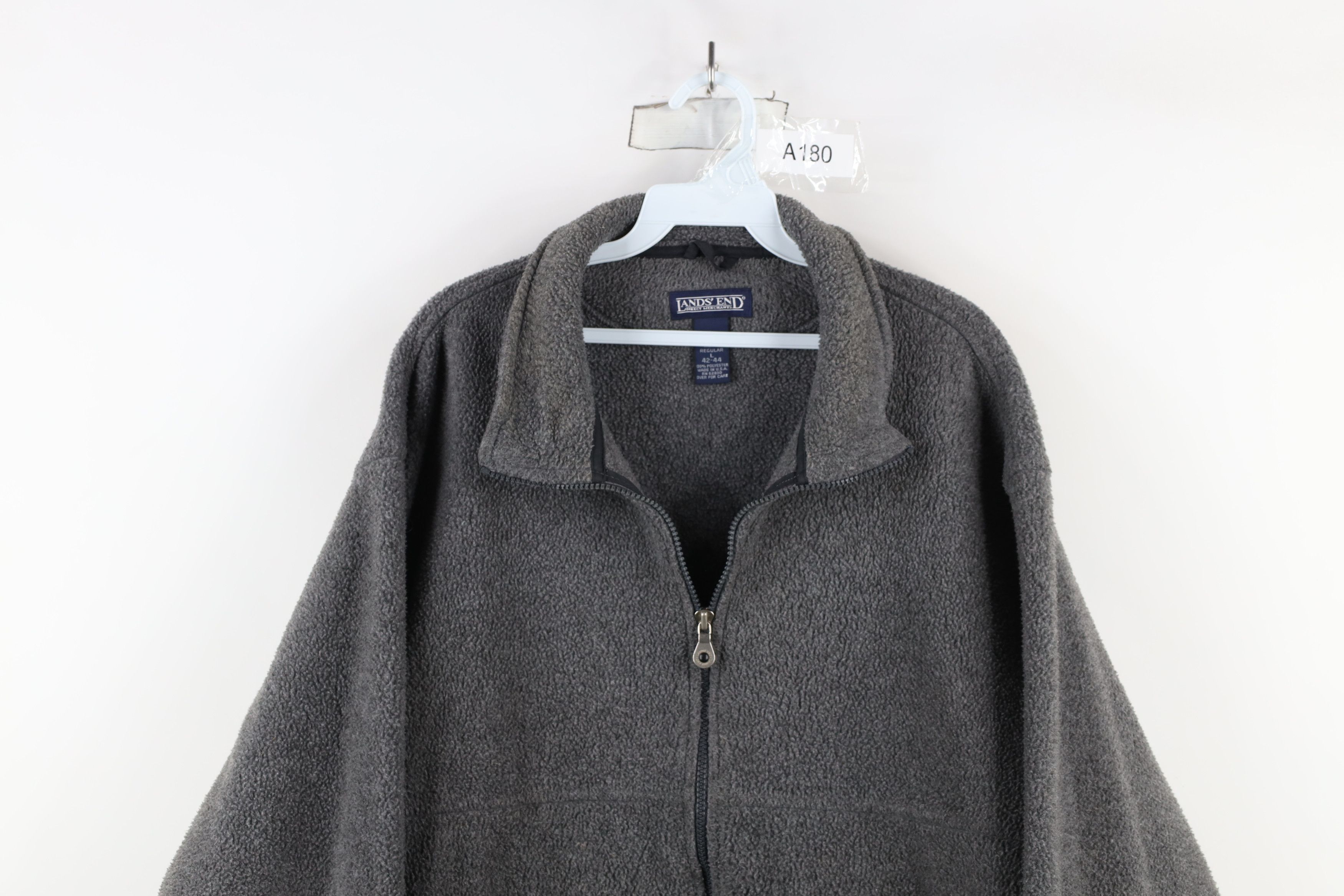 Lands' End × Vintage Vintage 90s Lands End Blank Fleece Full Zip Jacket Gray USA Size US L / EU 52-54 / 3 - 2 Thumbnail