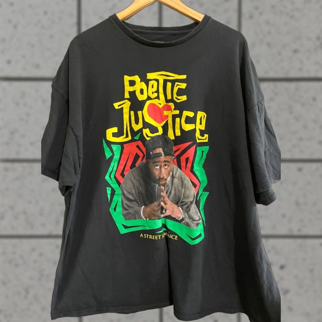 Vintage Poetic Justice T-Shirt Graphic Print Men's 4XL Black Short Sleeves Crew Neck Size US XXL / EU 58 / 5 - 1 Thumbnail