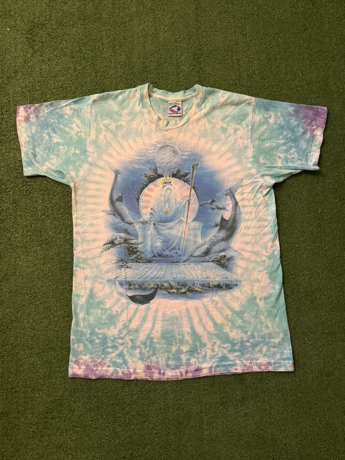 image of Liquid Blue x Vintage Grateful Dead 1995 Summer Tour Music Band Shirt in Blue, Men's (Size XL)