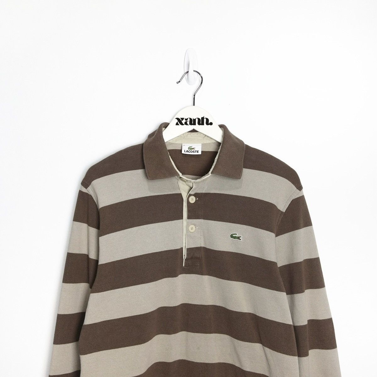 Lacoste × Vintage Vintage Lacoste Brown Polo Stripped Long Sleeve Shirt Size US S / EU 44-46 / 1 - 3 Thumbnail