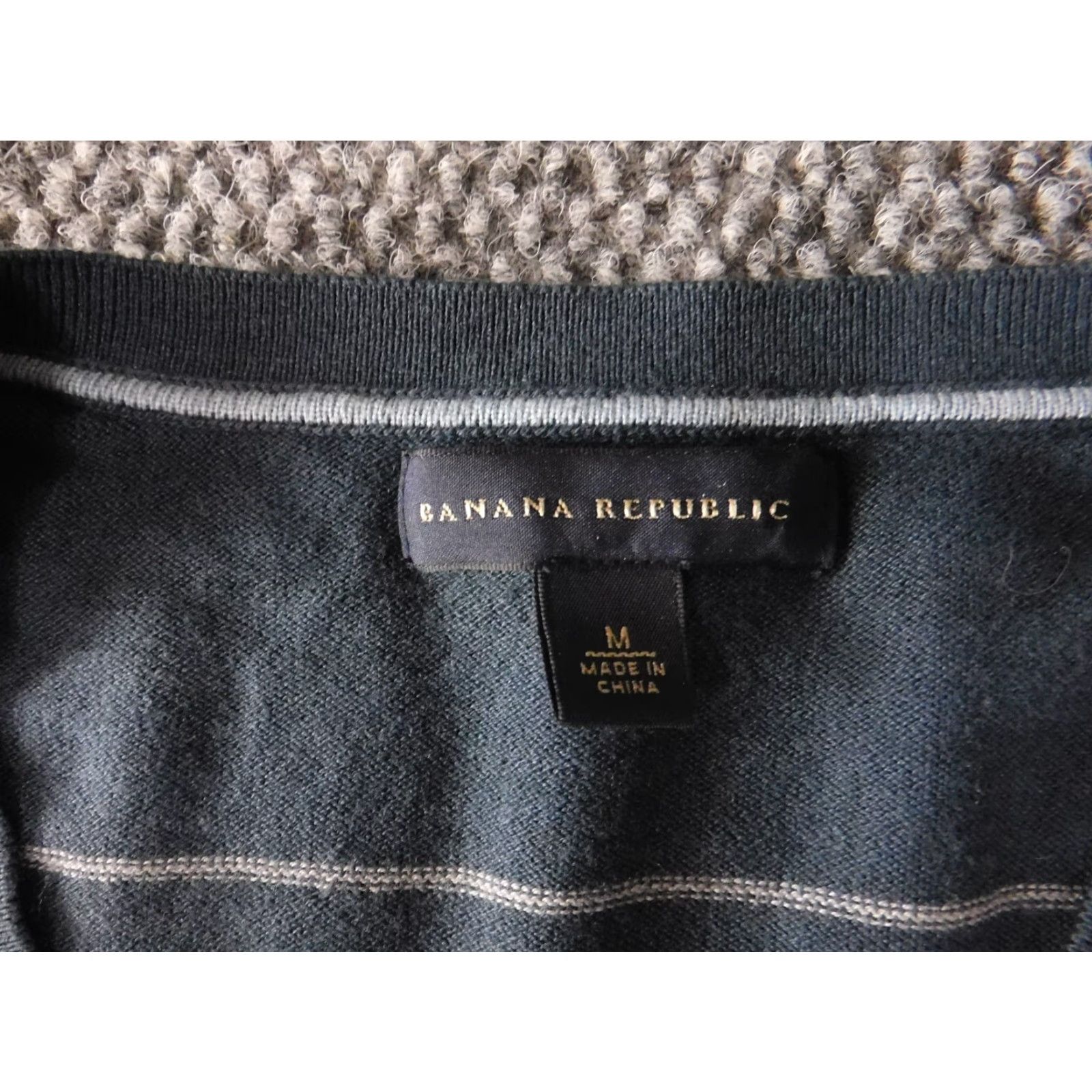 Banana Republic Banana Republic Mens Sweater Long Sleeve Crew Neck Pullover Striped Blue M Regular Knit Cotton Nylon Silk Size US M / EU 48-50 / 2 - 6 Thumbnail