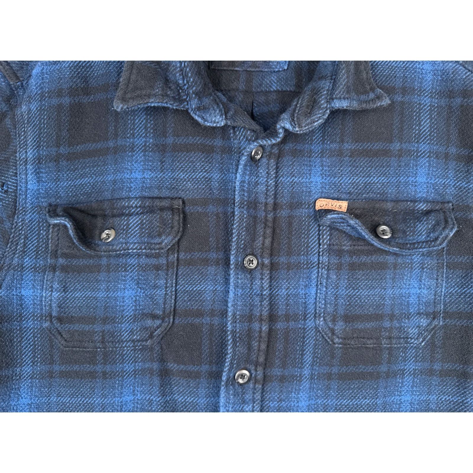 Orvis Orvis Shirt Men XL Blue Plaid Flannel Pocket Button Up Cotton Slim Button-Up Outdoor Size US XL / EU 56 / 4 - 6 Thumbnail