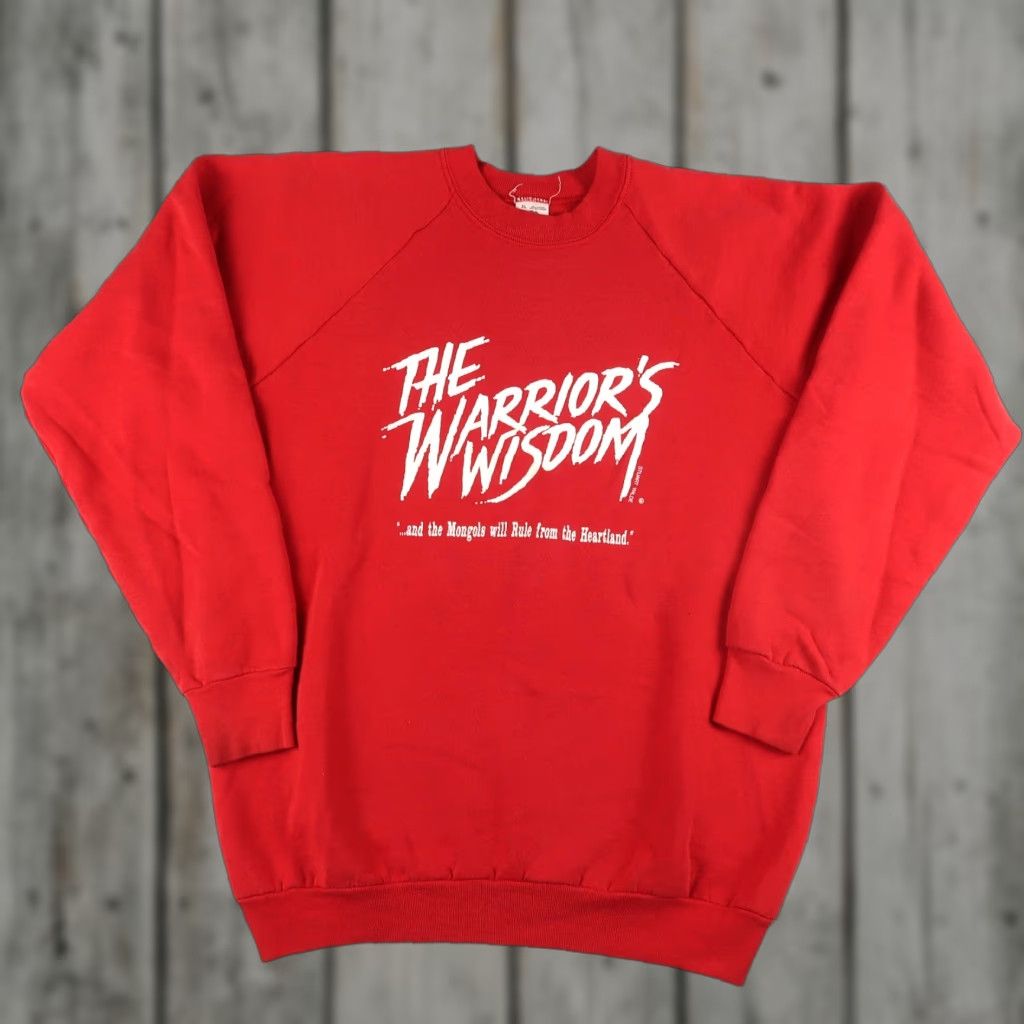 Fruit Of The Loom VINTAGE The Warrior's Wisdom Sweatshirt Stuart Wilde Crewneck Adult XL USA Red Graphic Print Pullover Mens Size US XL / EU 56 / 4 - 1 Thumbnail
