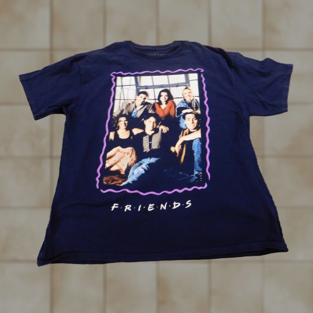 Vintage Friends Womens Shirt XL Blue Crew Neck 90s 2000s Chander Ross Cotton Rayon Blouse Short Sleeve Casual Button Graphic Together Size XL / US 12-14 / IT 48-50 - 1 Thumbnail