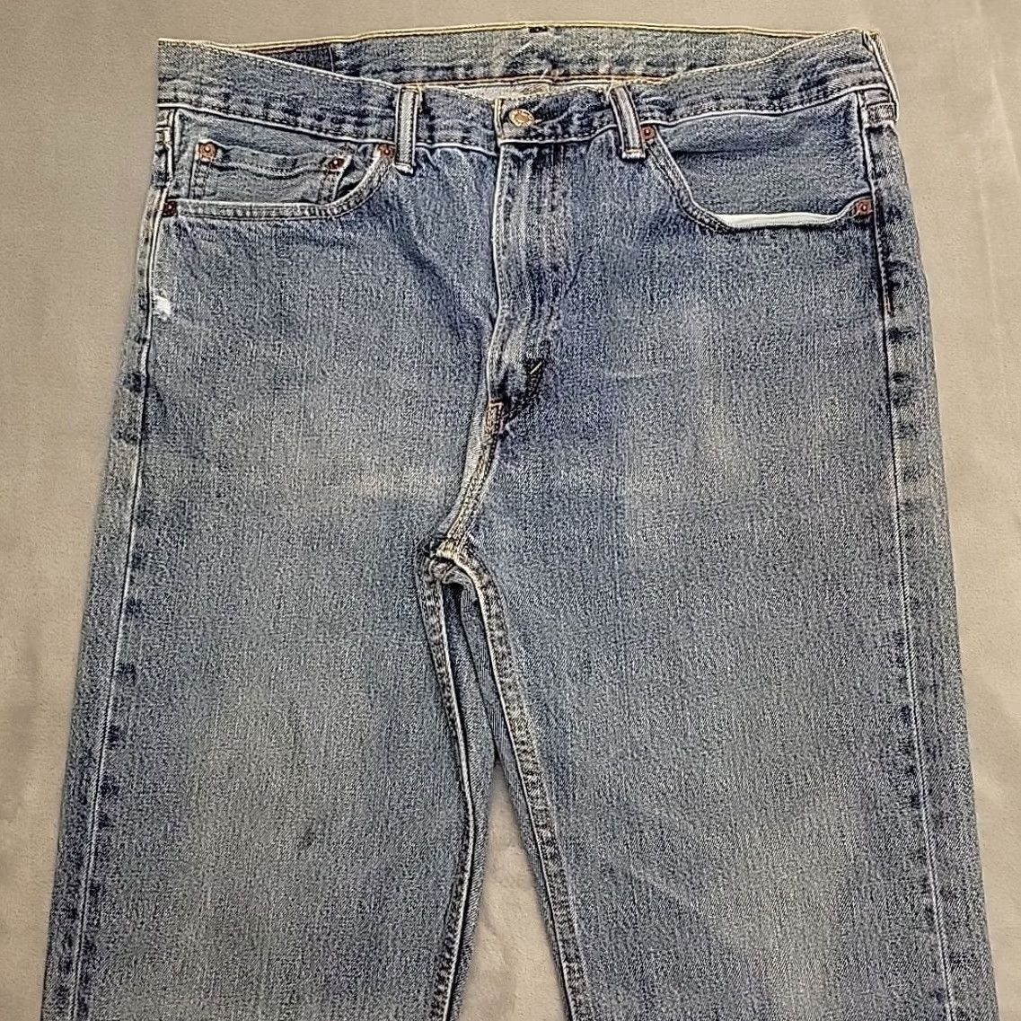 Levi's Levi's Jeans Mens 36x30 Blue Denim 505 Regular Fit Straight Leg Faded Distressed Size US 36 / EU 52 - 3 Thumbnail